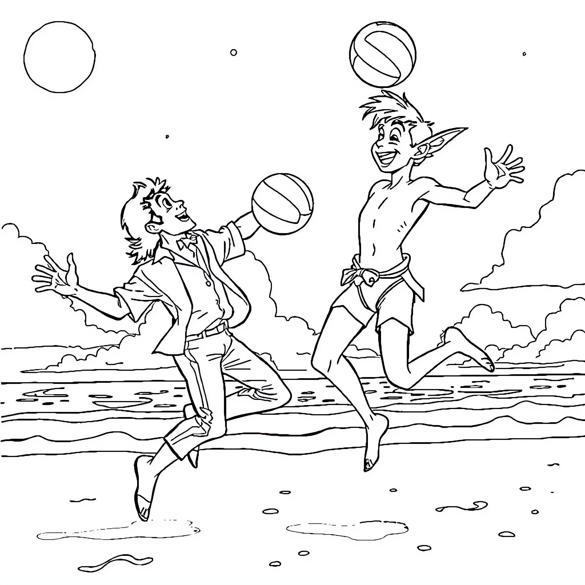 Michael Jackson entertaining in the beach Coloring Page (free black-and-white line drawing printable PDF for all, from beginners to advanced learners, including children, teens, adults, and seniors)