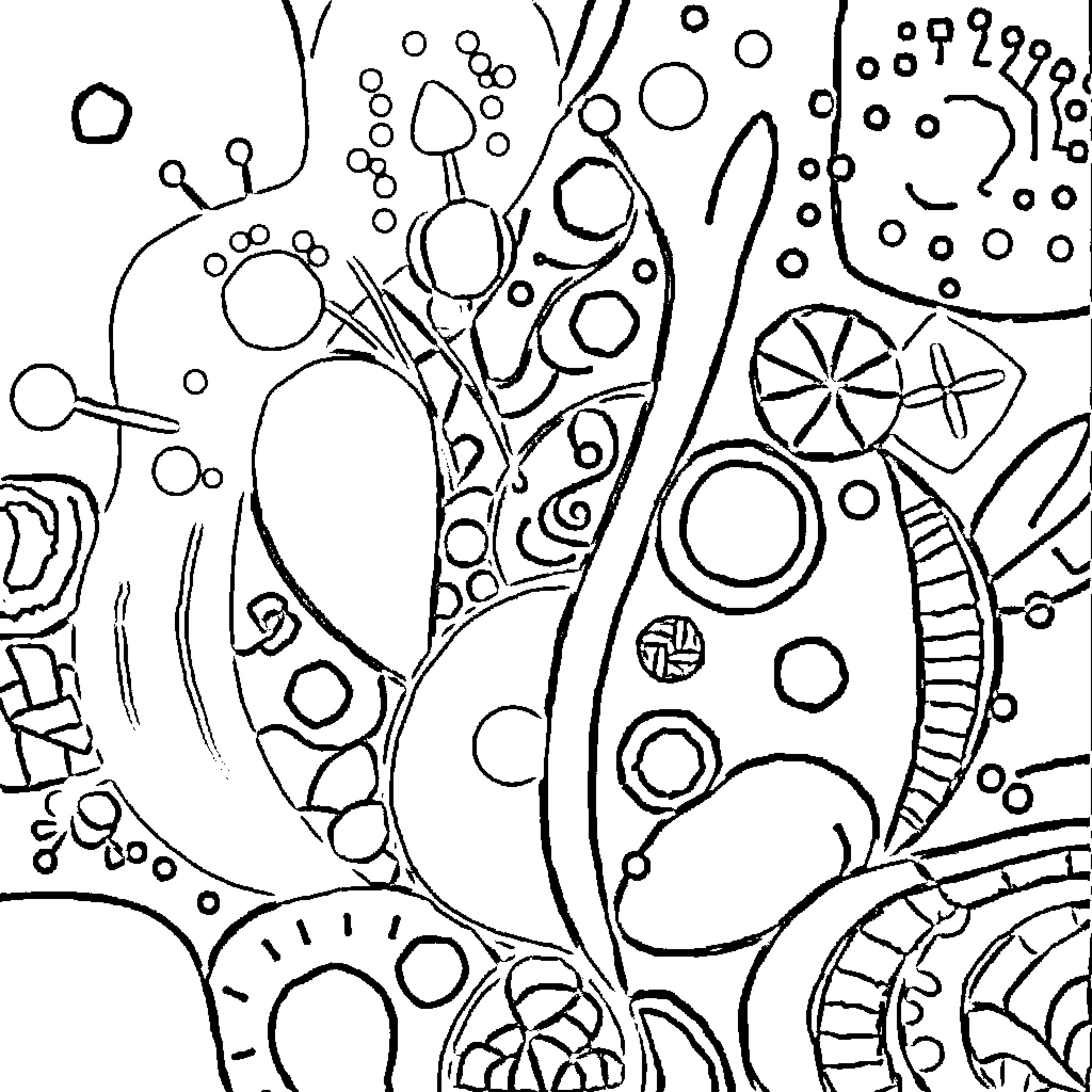 Design with Abstract Shapes and Patterns Coloring Page (free black-and-white line drawing printable PDF for all, from beginners to advanced learners, including children, teens, adults, and seniors)