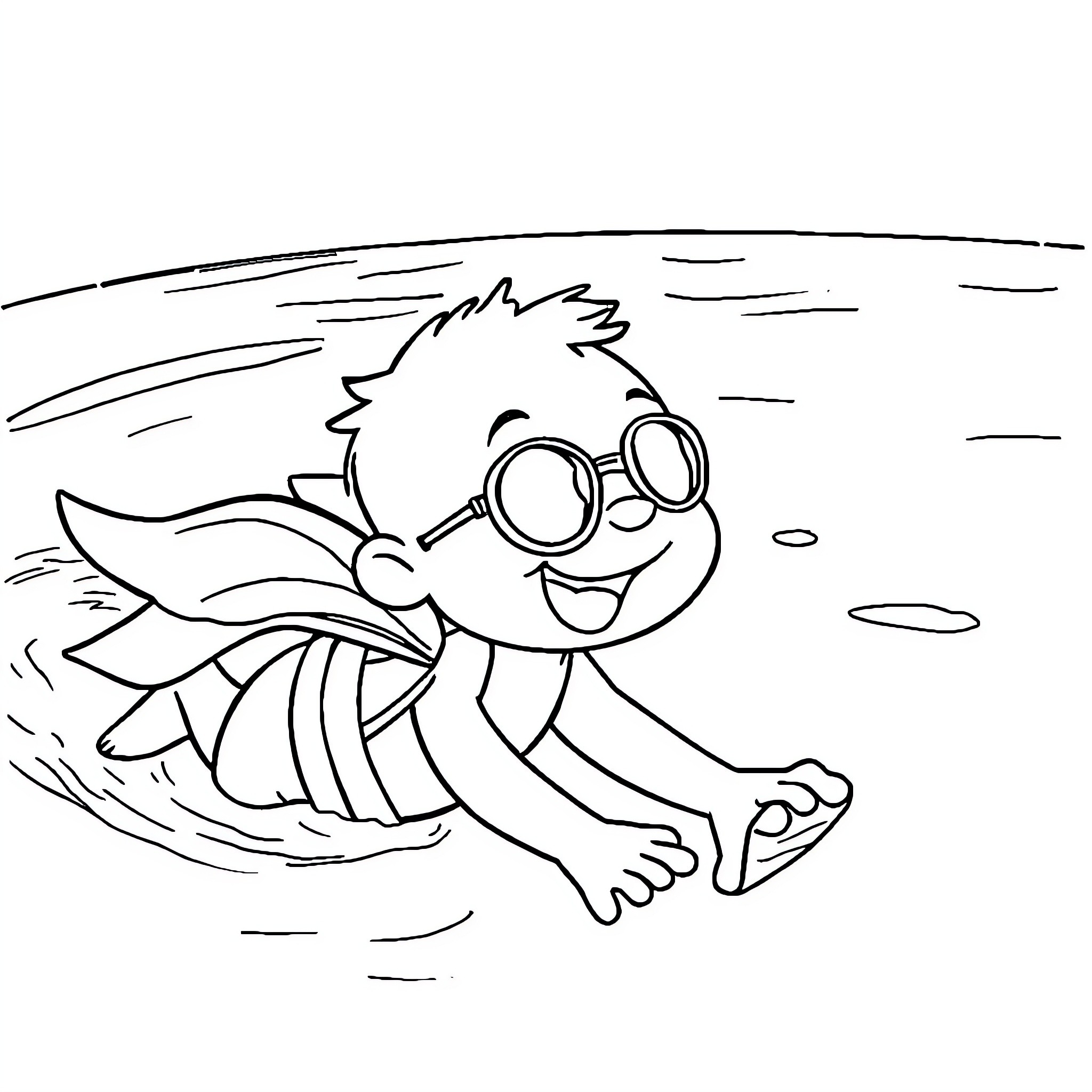 Shadow playing in the waves Coloring Page (free black-and-white line drawing printable PDF for all, from beginners to advanced learners, including children, teens, adults, and seniors)