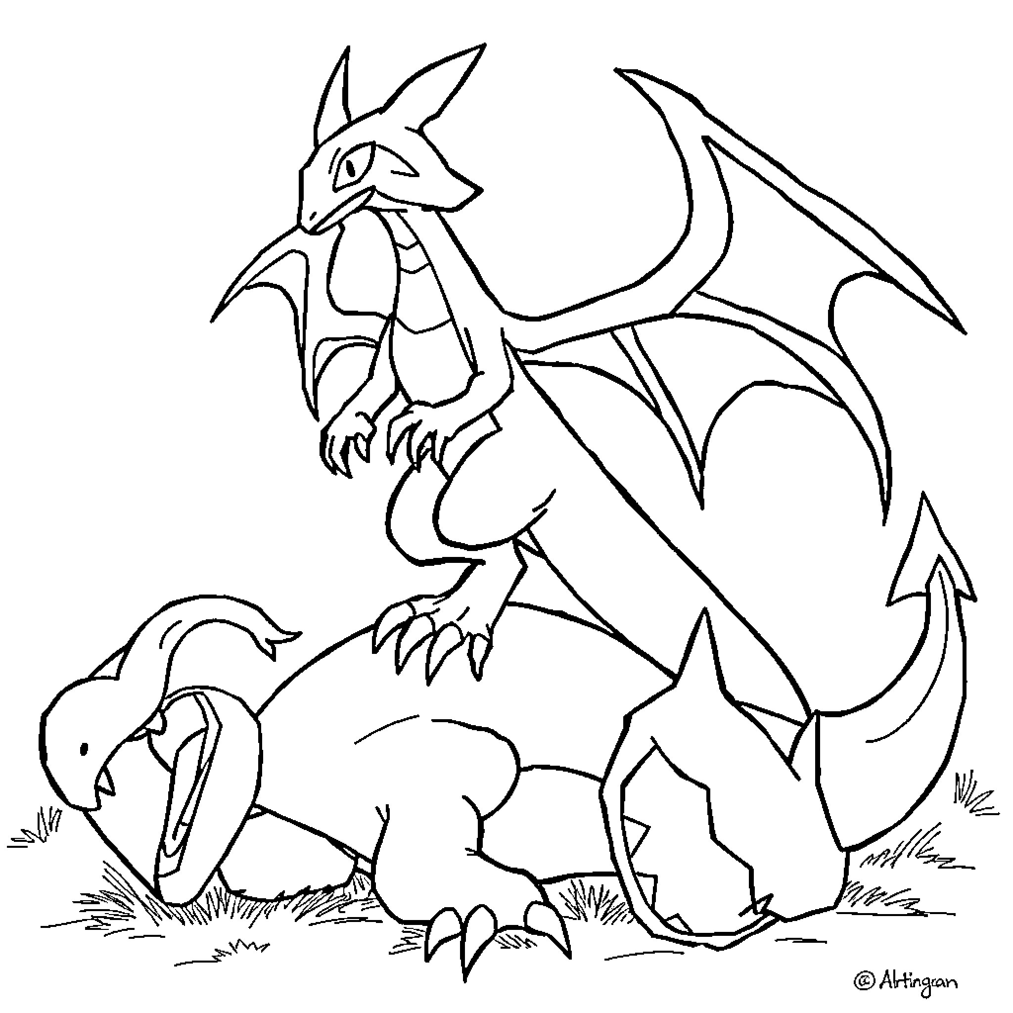 Scizor battling fiercely in the wilderness Coloring Page (free black-and-white line drawing printable PDF for all, from beginners to advanced learners, including children, teens, adults, and seniors)