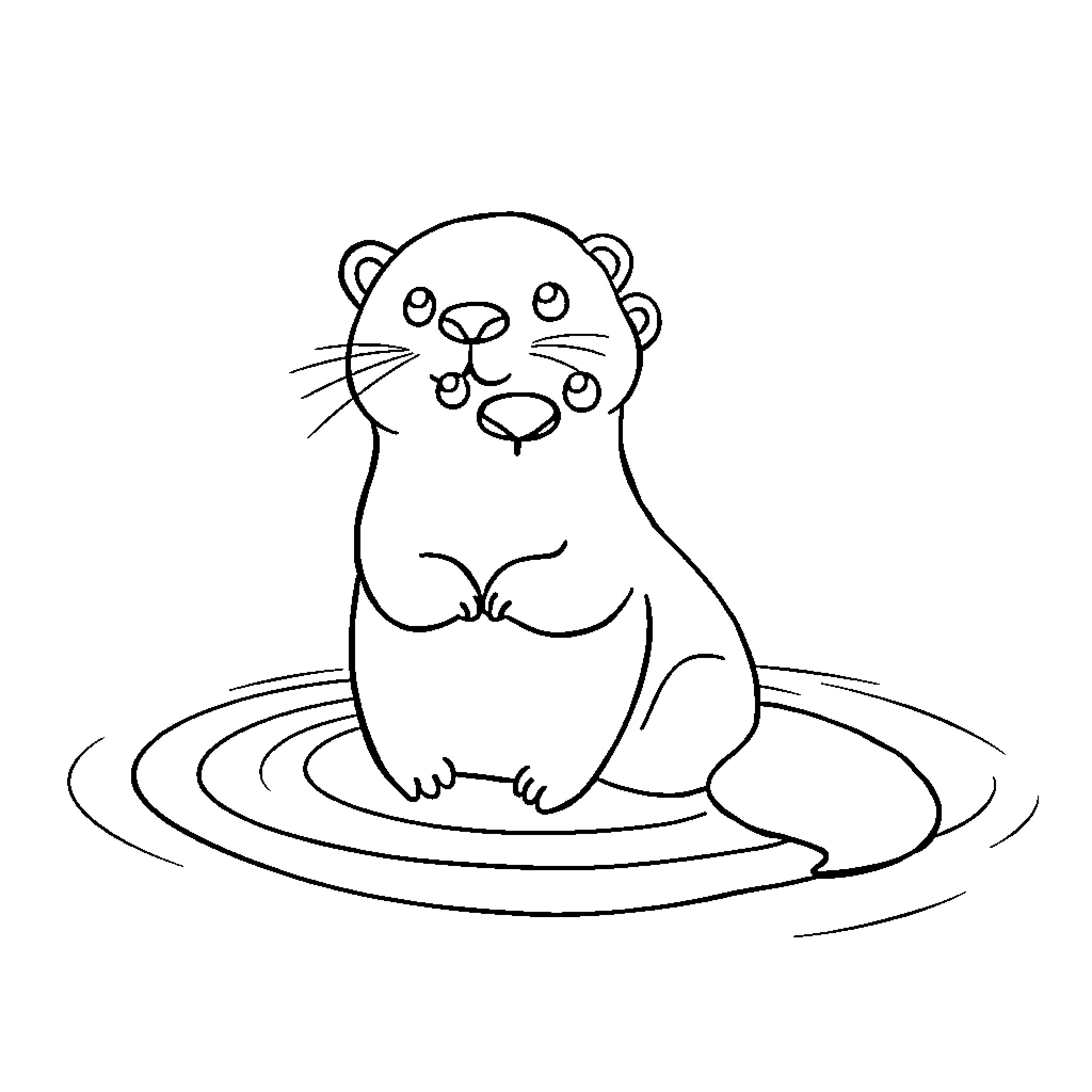 Otter Relaxing in the Water Coloring Page (free black-and-white line drawing printable PDF for all, from beginners to advanced learners, including children, teens, adults, and seniors)