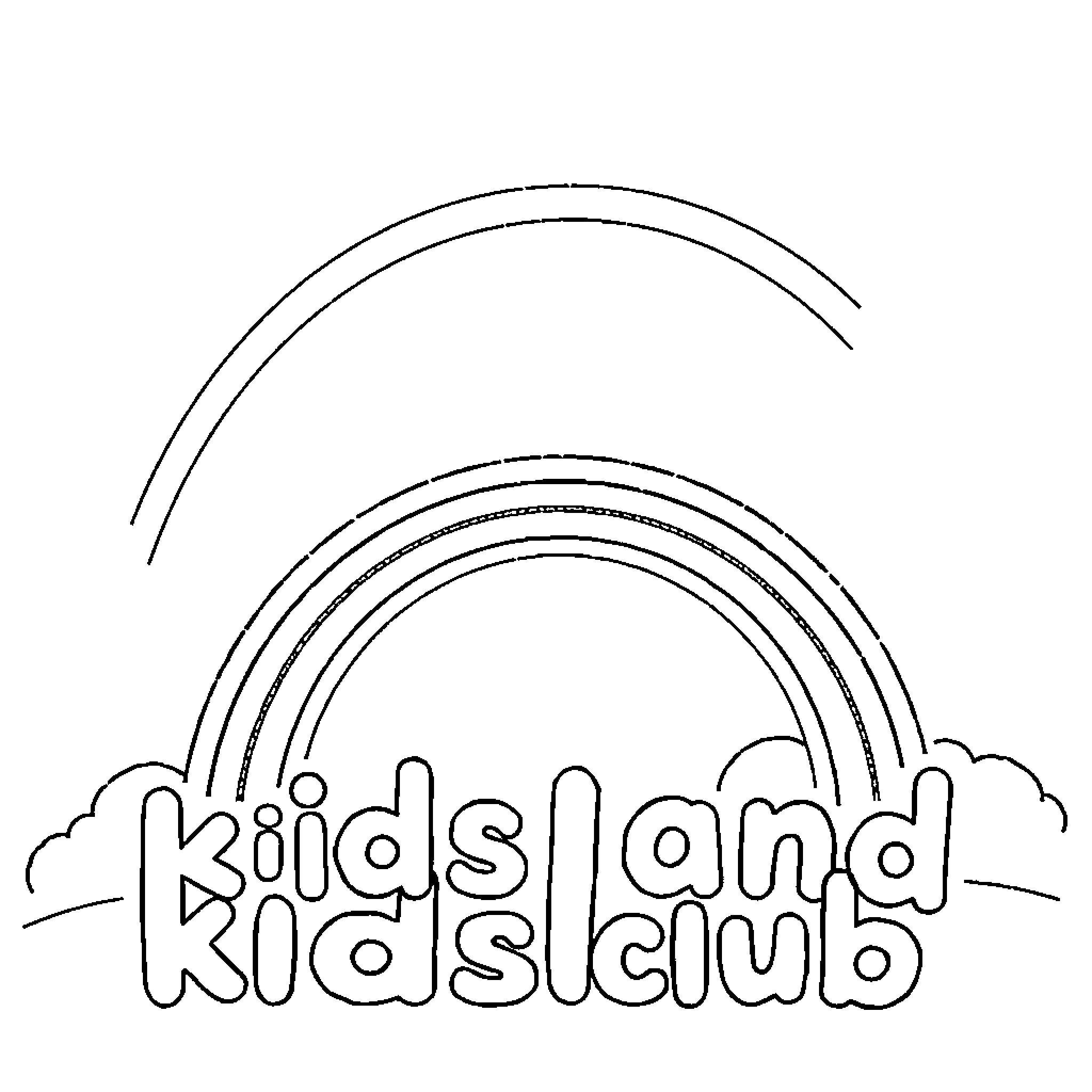 Rainbow Kids Club Logo Design Coloring Page (free black-and-white line drawing printable PDF for all, from beginners to advanced learners, including children, teens, adults, and seniors)