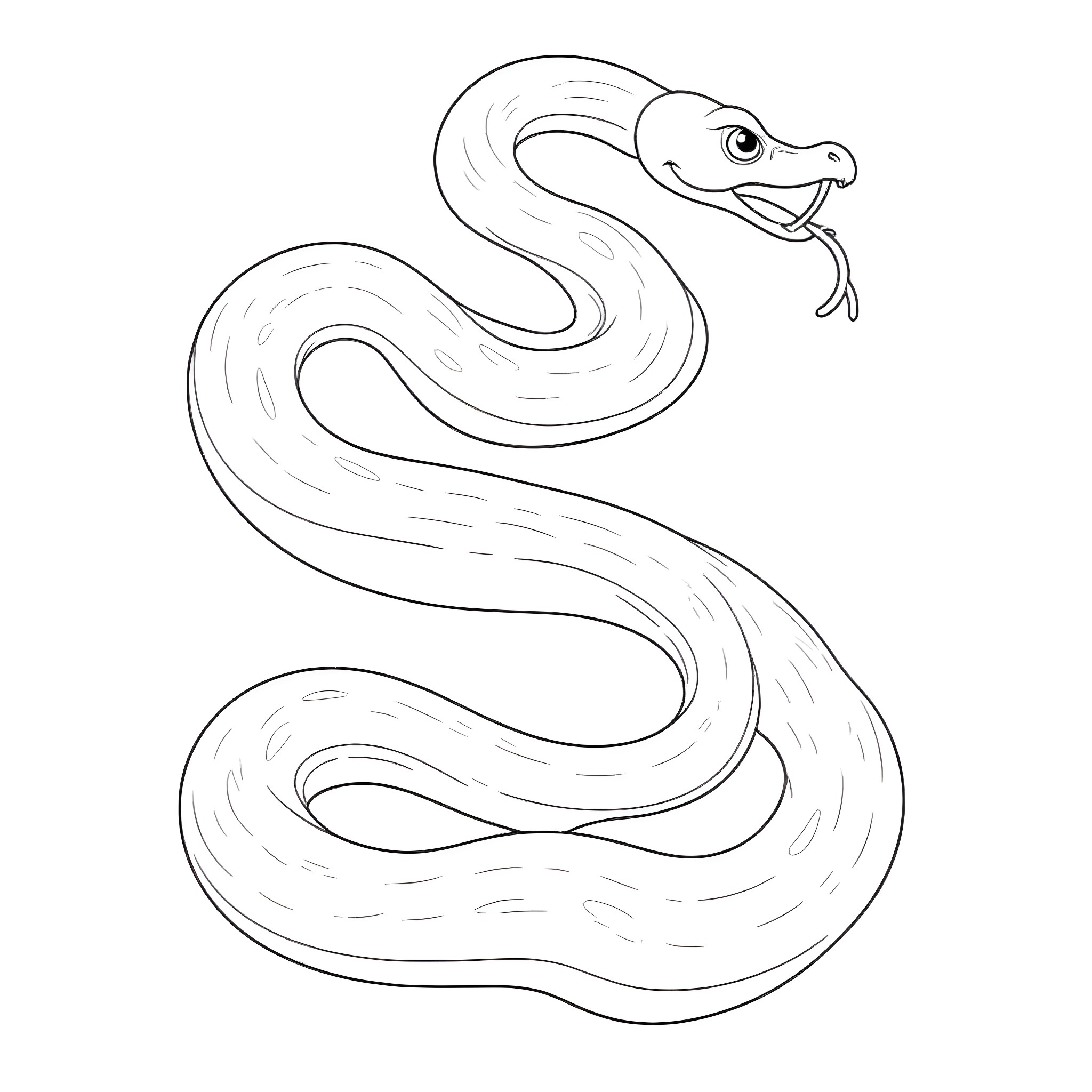 Snake coiled and ready to strike Coloring Page (free black-and-white line drawing printable PDF for all, from beginners to advanced learners, including children, teens, adults, and seniors)