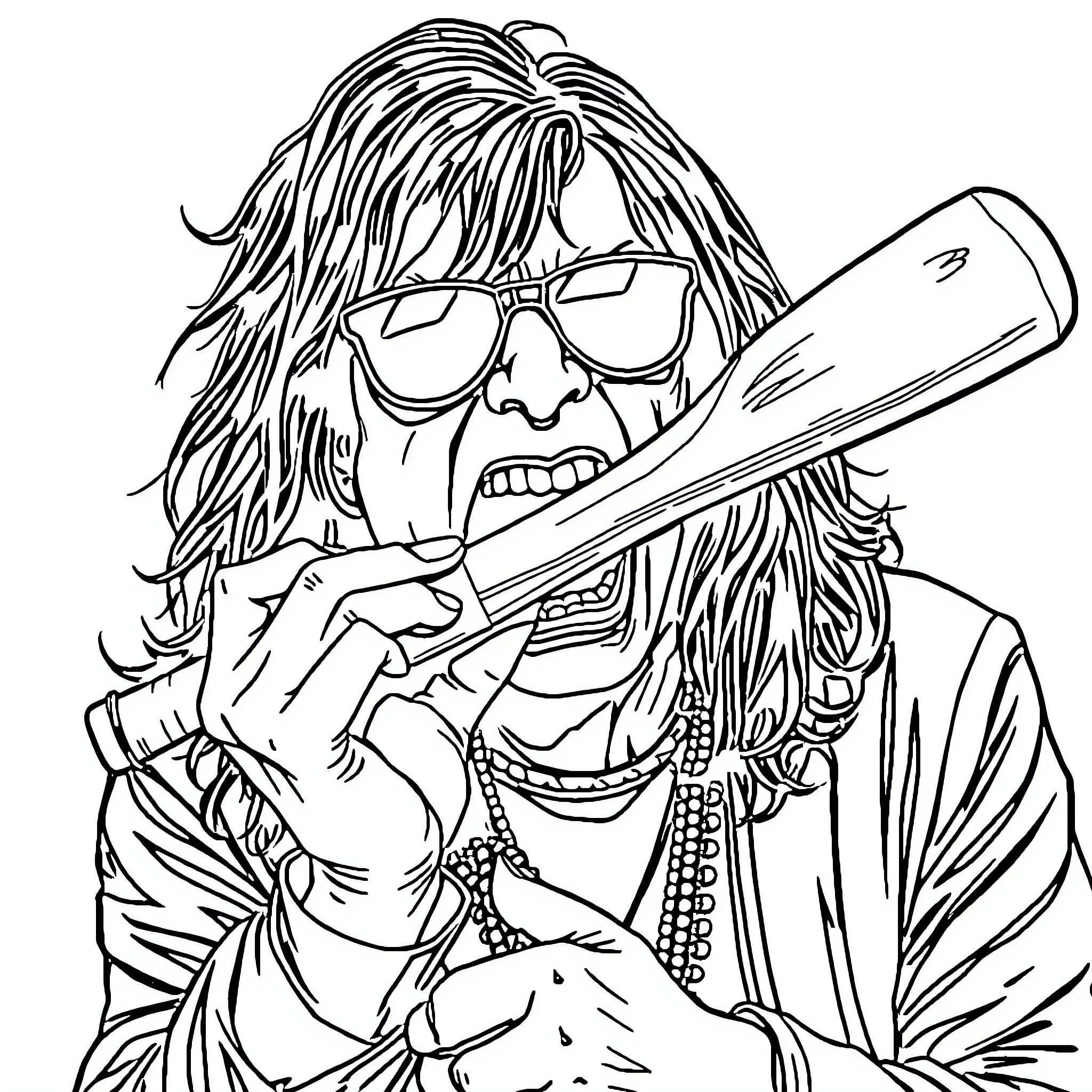 Ozzy Osbourne's Intense Musical Performance Coloring Page (free black-and-white line drawing printable PDF for all, from beginners to advanced learners, including children, teens, adults, and seniors)