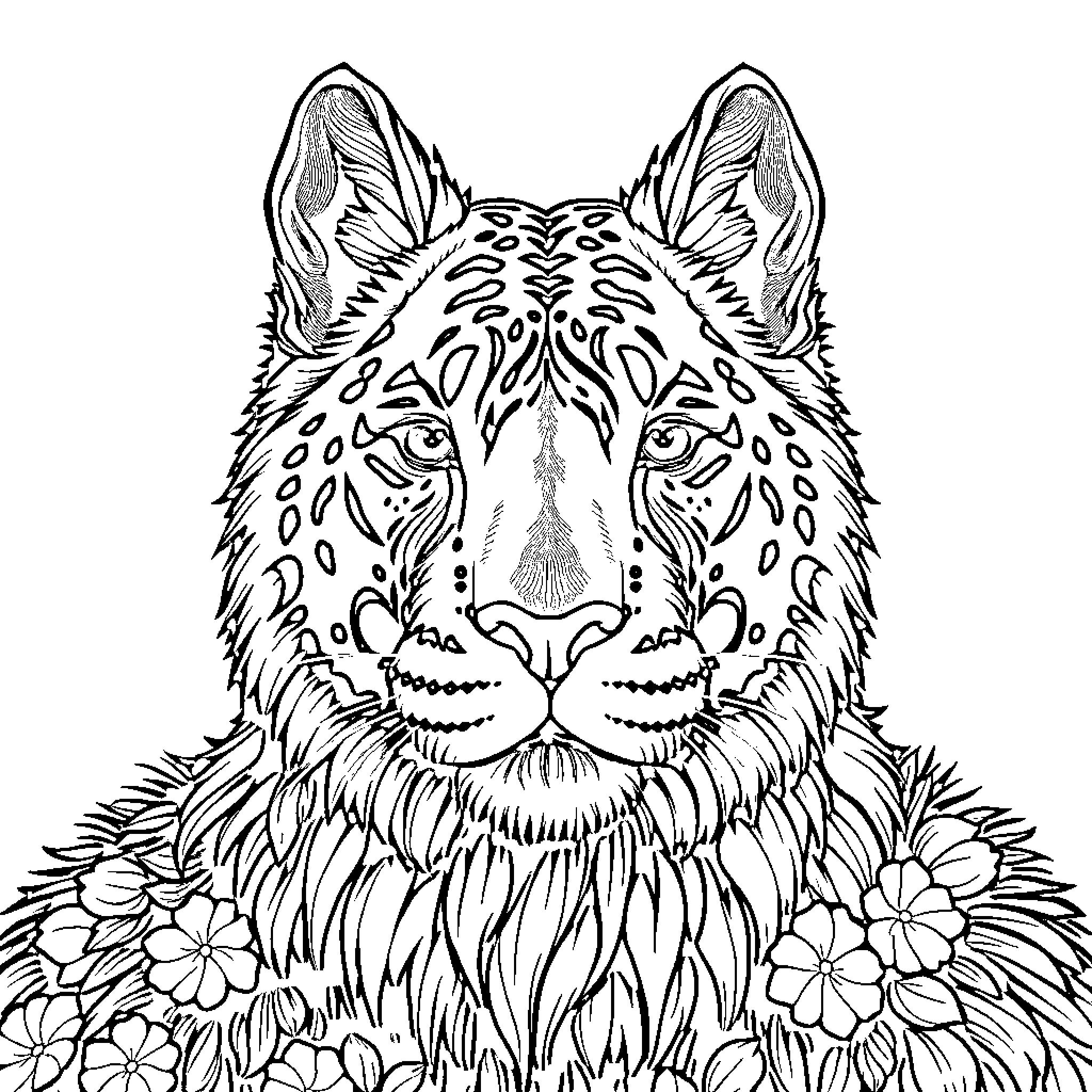 Putin's Artistic Rendition of a Majestic Wolf Coloring Page (free black-and-white line drawing printable PDF for all, from beginners to advanced learners, including children, teens, adults, and seniors)
