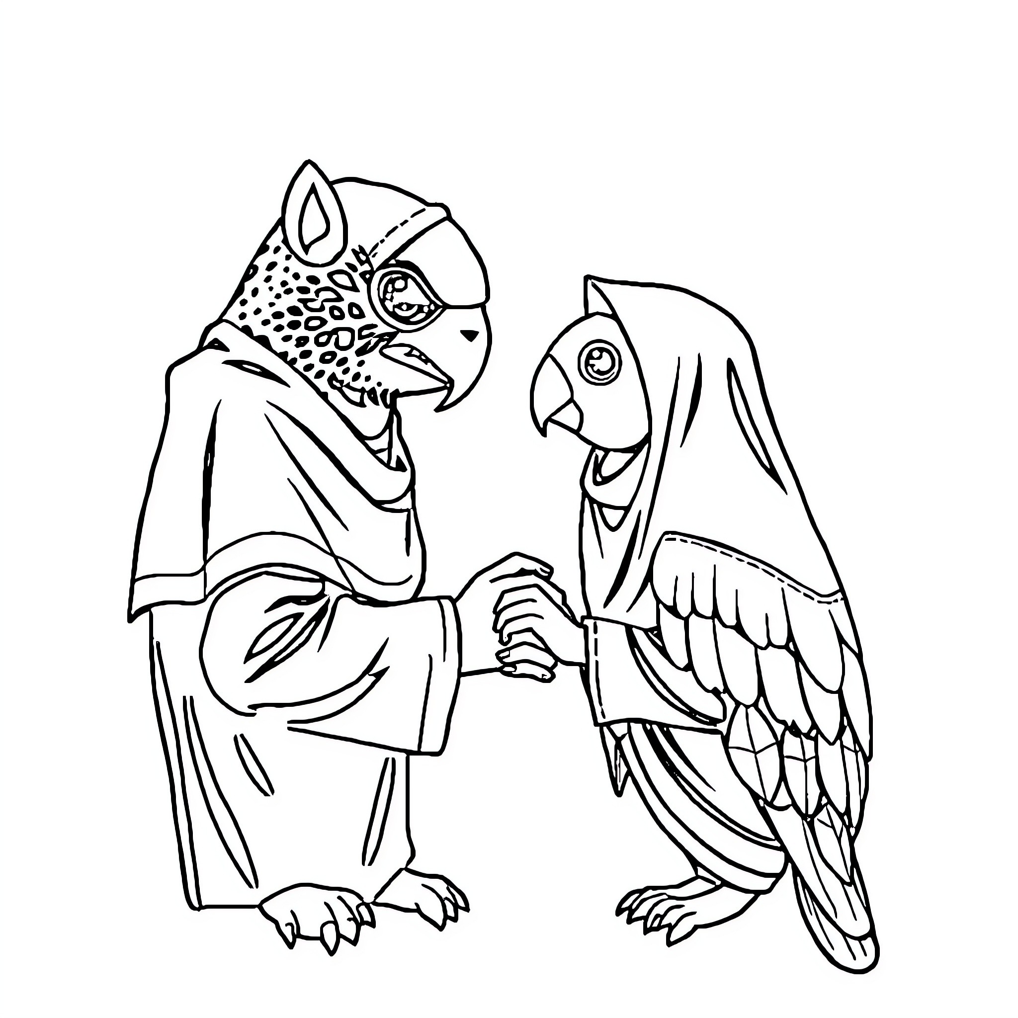 Rat vs Man in Medieval-Style Attire Coloring Page (free black-and-white line drawing printable PDF for all, from beginners to advanced learners, including children, teens, adults, and seniors)