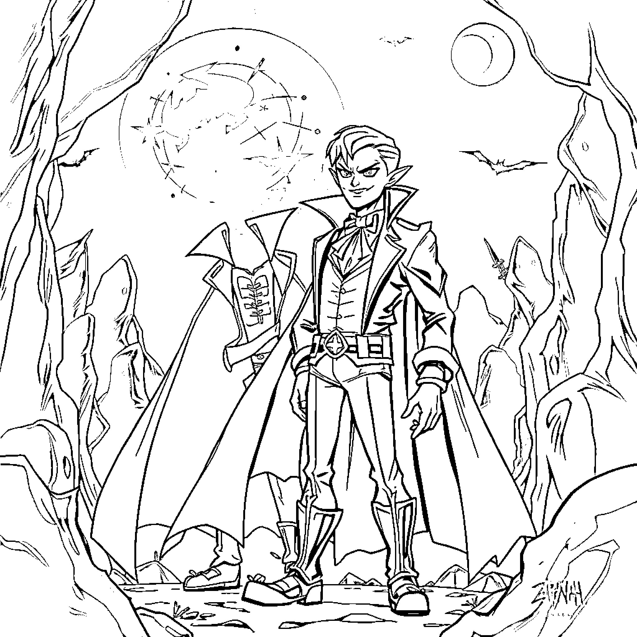 Victor's Cosmic Adventure Coloring Page (free black-and-white line drawing printable PDF for all, from beginners to advanced learners, including children, teens, adults, and seniors)