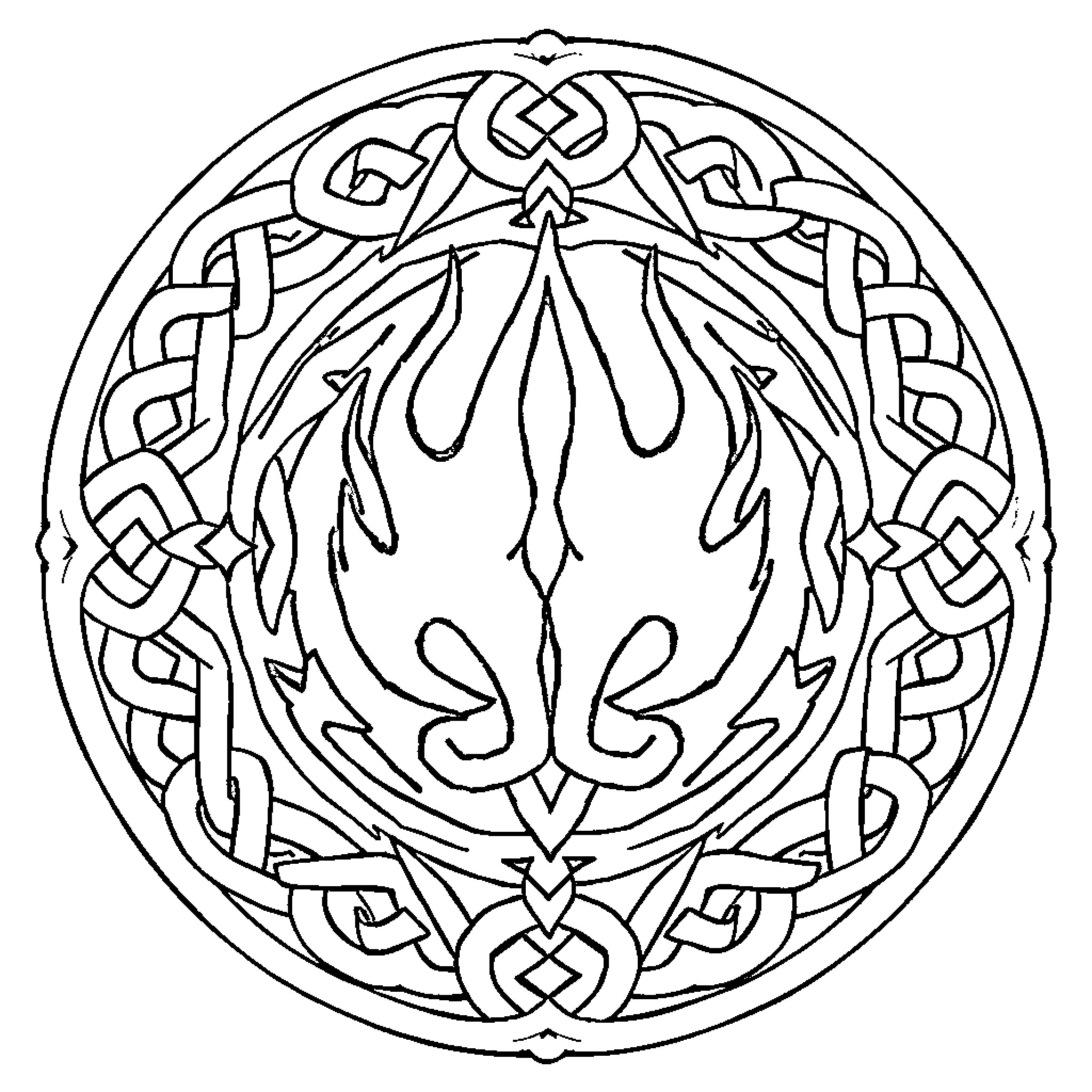 Celtic Ornamental Symmetrical Pattern Design Coloring Page (free black-and-white line drawing printable PDF for all, from beginners to advanced learners, including children, teens, adults, and seniors)