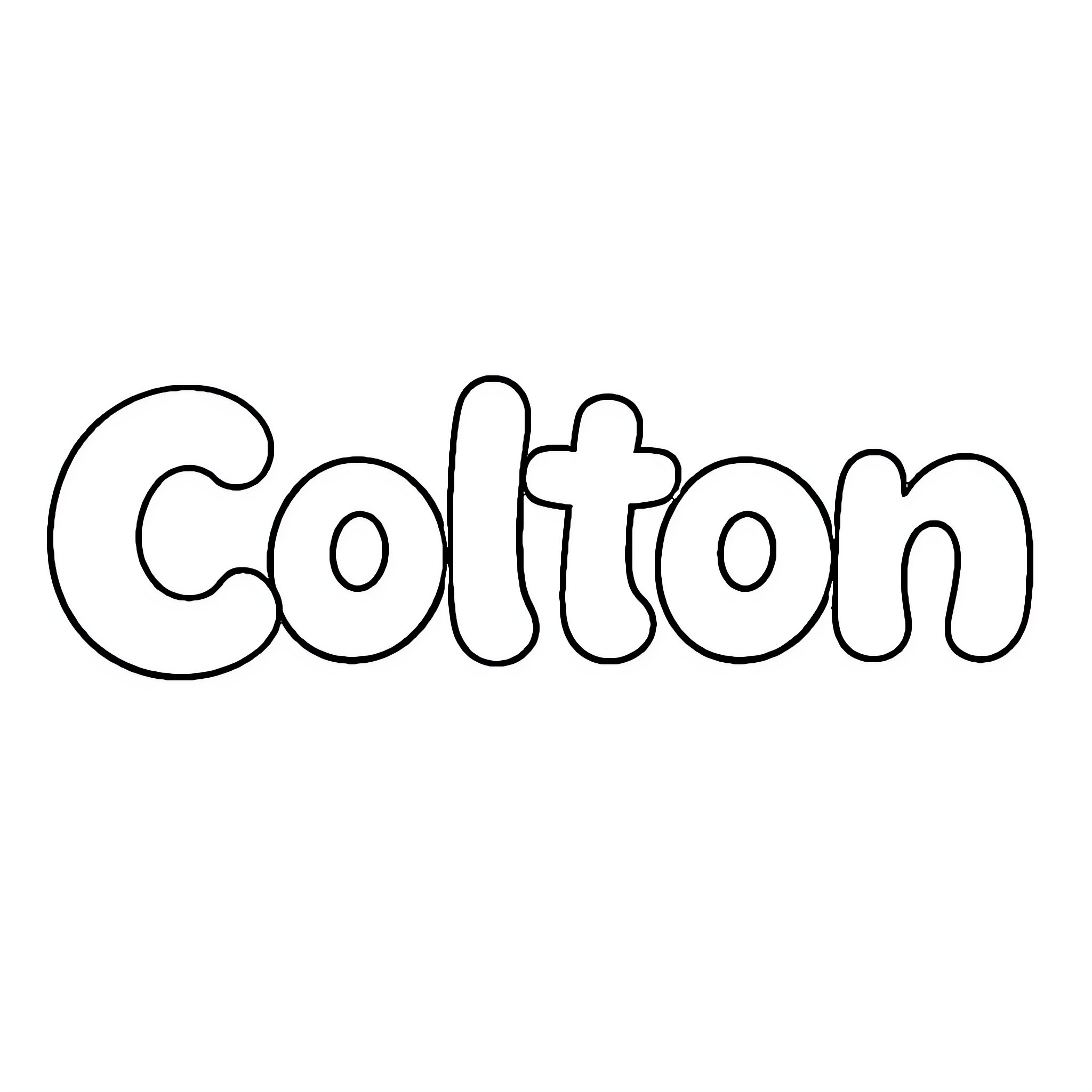 Colton's Name in Stylized Lettering Coloring Page (free black-and-white line drawing printable PDF for all, from beginners to advanced learners, including children, teens, adults, and seniors)