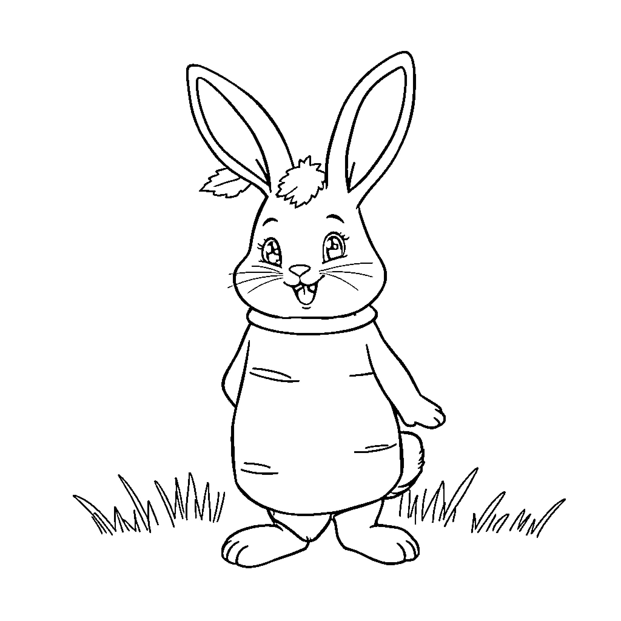 Rebecca Rabbit in a Playful Pose Coloring Page (free black-and-white line drawing printable PDF for all, from beginners to advanced learners, including children, teens, adults, and seniors)