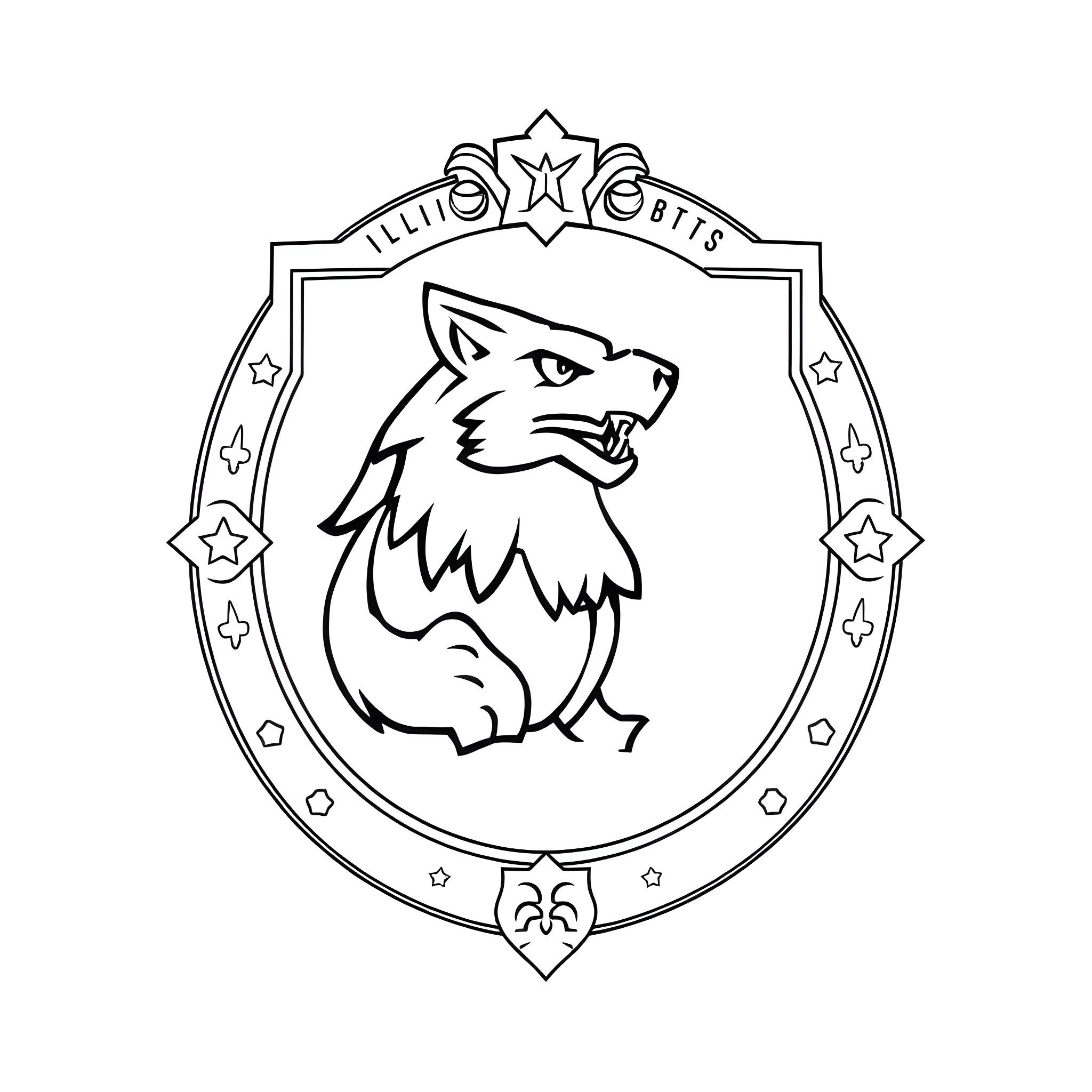 Illinois State University Mascot Logo Coloring Page (free black-and-white line drawing printable PDF for all, from beginners to advanced learners, including children, teens, adults, and seniors)