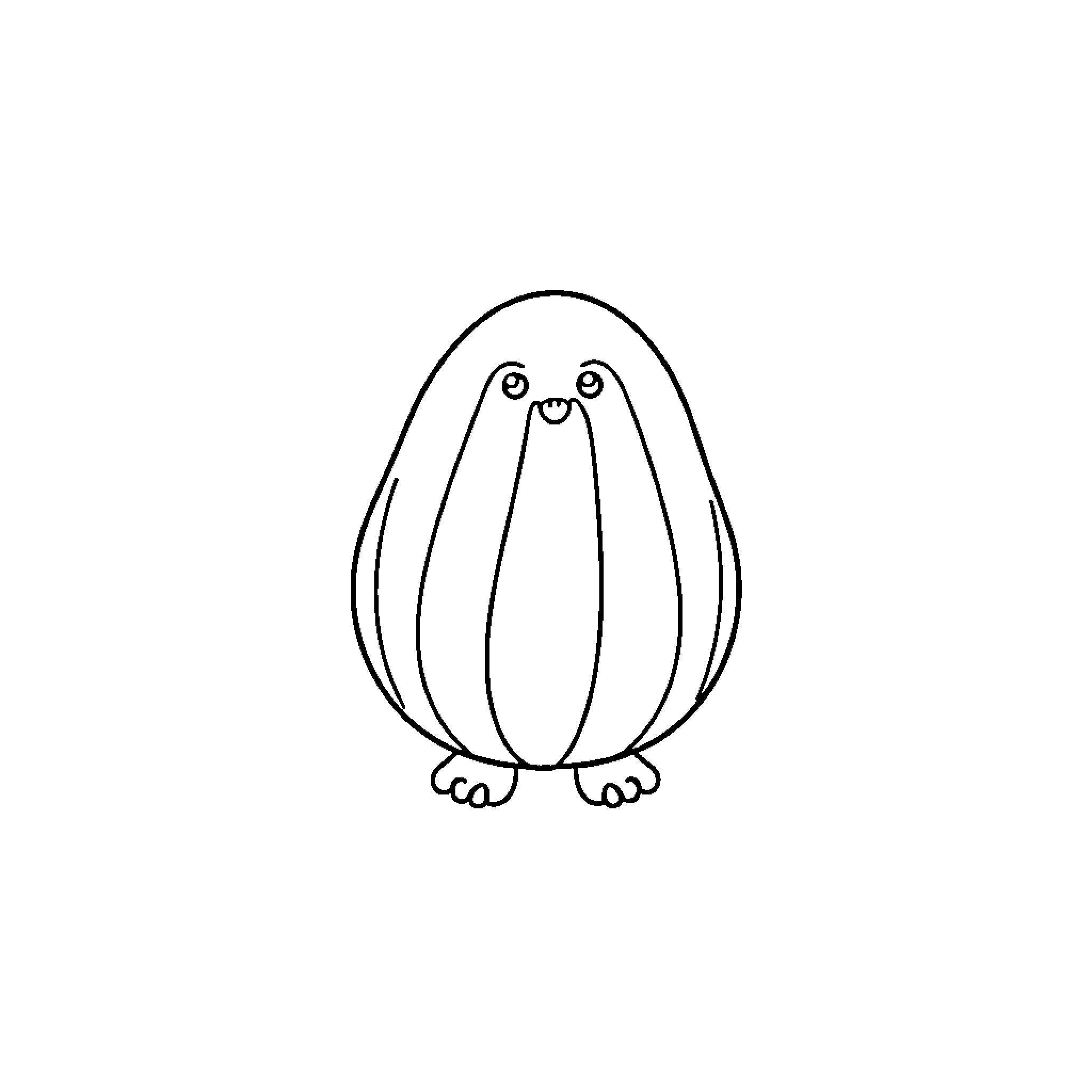 Cartoon Penguin with Cute Expression Coloring Page (free black-and-white line drawing printable PDF for all, from beginners to advanced learners, including children, teens, adults, and seniors)
