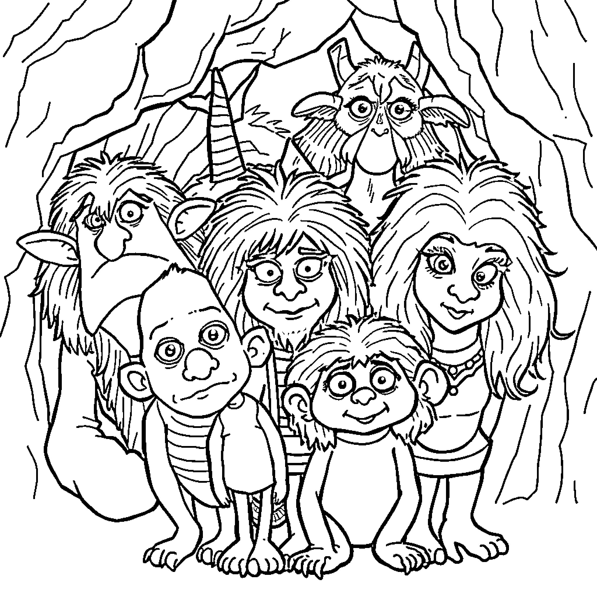 Labyrinth of Fantastical Creatures Coloring Page (free black-and-white line drawing printable PDF for all, from beginners to advanced learners, including children, teens, adults, and seniors)
