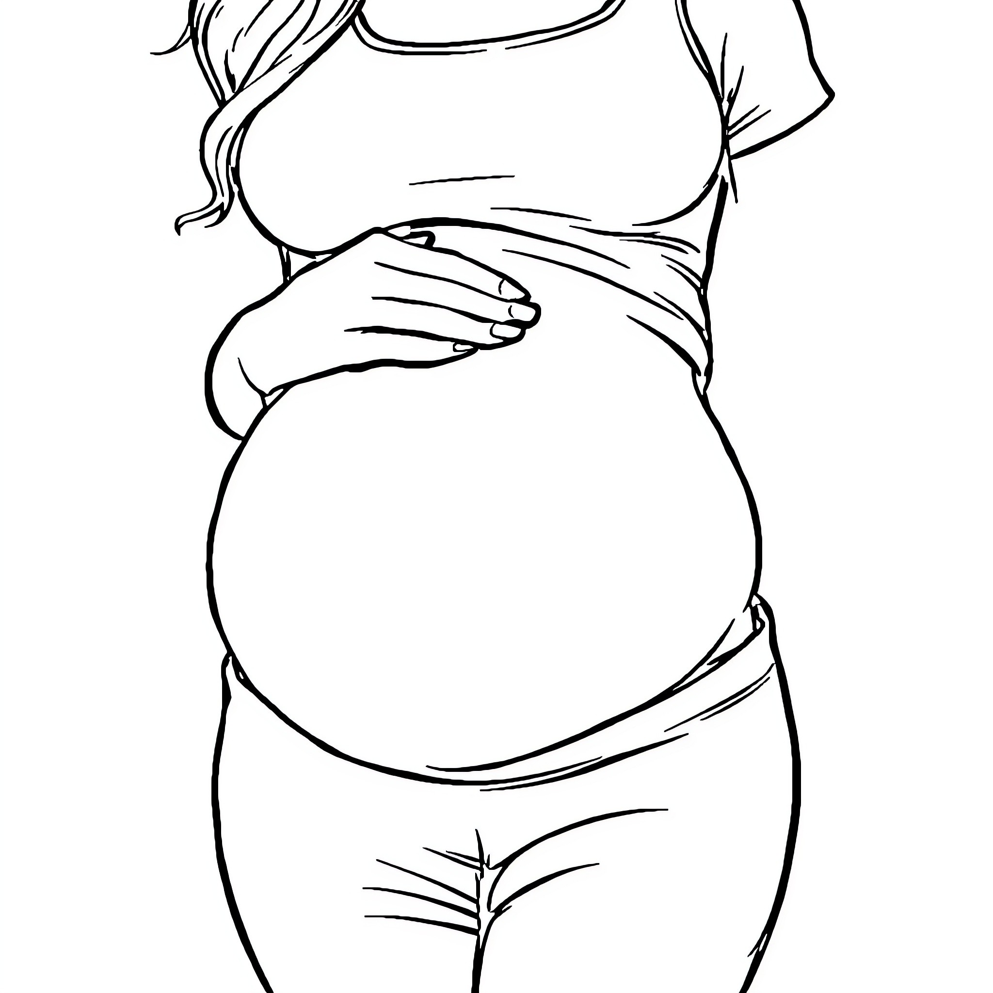 Pregnant woman's belly silhouette Coloring Page (free black-and-white line drawing printable PDF for all, from beginners to advanced learners, including children, teens, adults, and seniors)