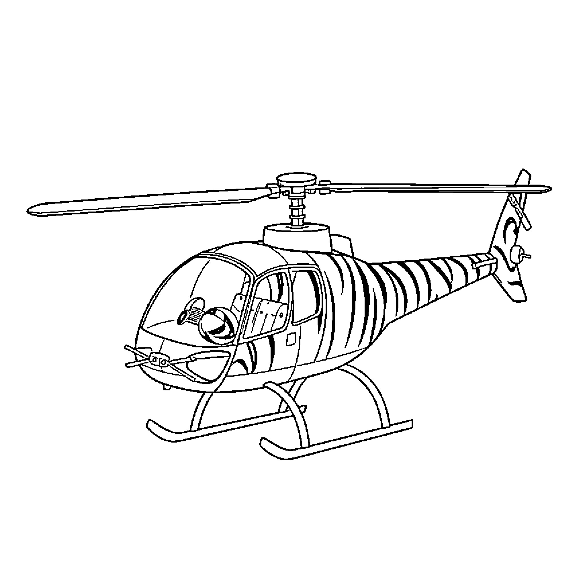 Helicopter transporting passengers Coloring Page (free black-and-white line drawing printable PDF for all, from beginners to advanced learners, including children, teens, adults, and seniors)