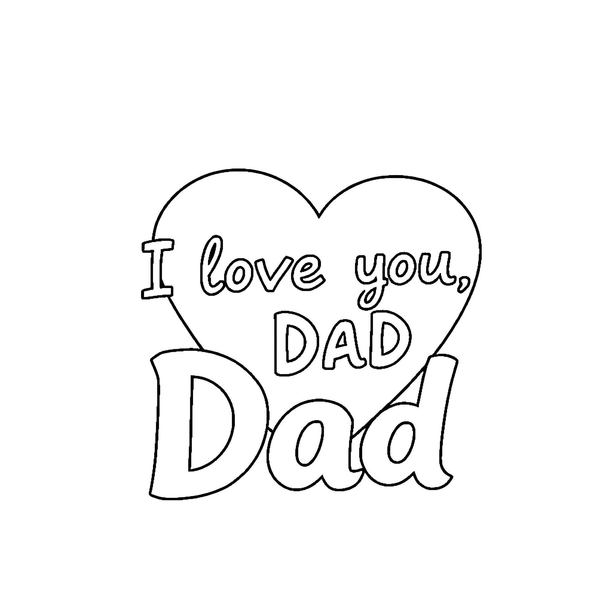 Card with Loving Message for Dad Coloring Page (free black-and-white line drawing printable PDF for all, from beginners to advanced learners, including children, teens, adults, and seniors)