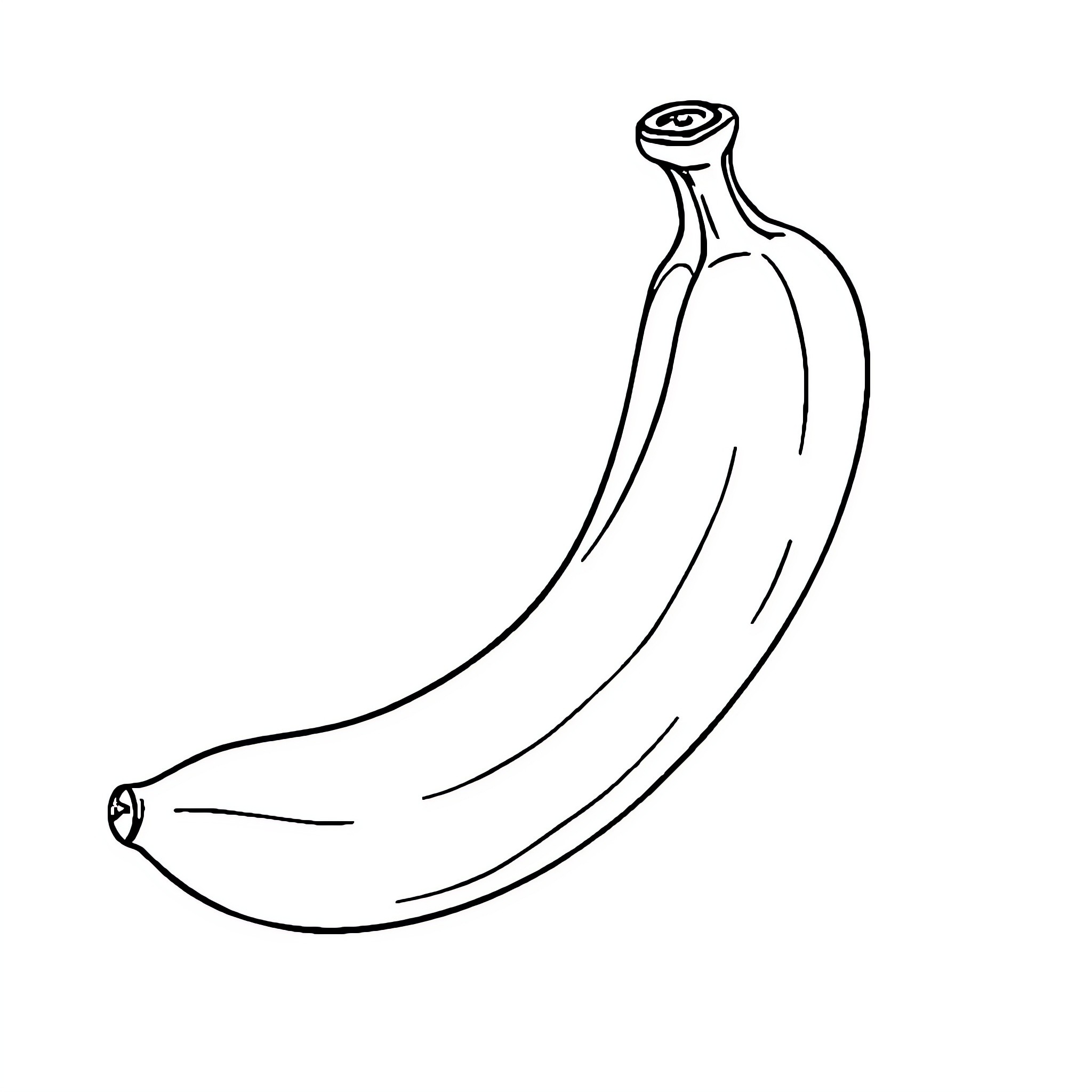 Banana in simple outline Coloring Page (free black-and-white line drawing printable PDF for all, from beginners to advanced learners, including children, teens, adults, and seniors)
