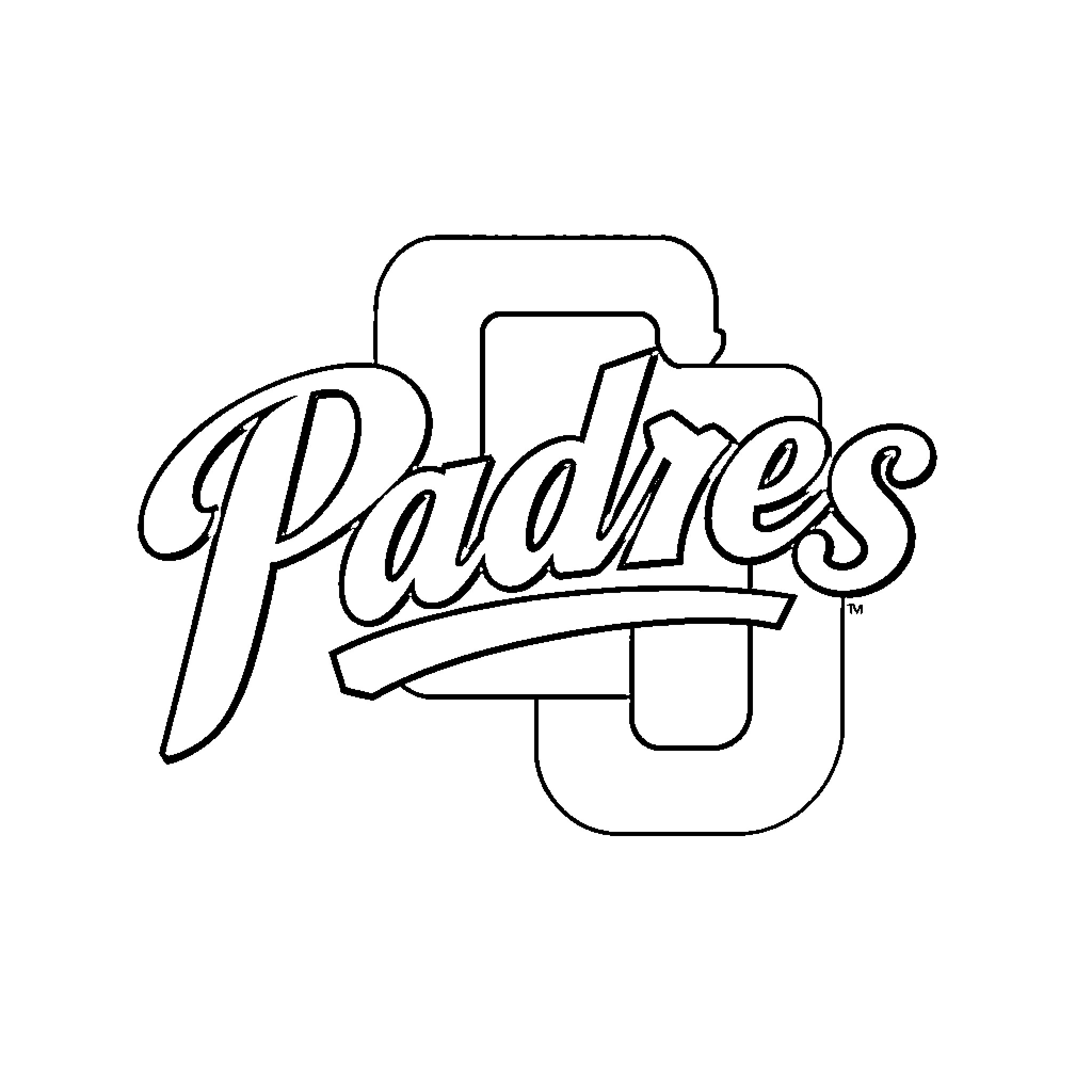 Padres logo outlined in black and white Coloring Page (free black-and-white line drawing printable PDF for all, from beginners to advanced learners, including children, teens, adults, and seniors)