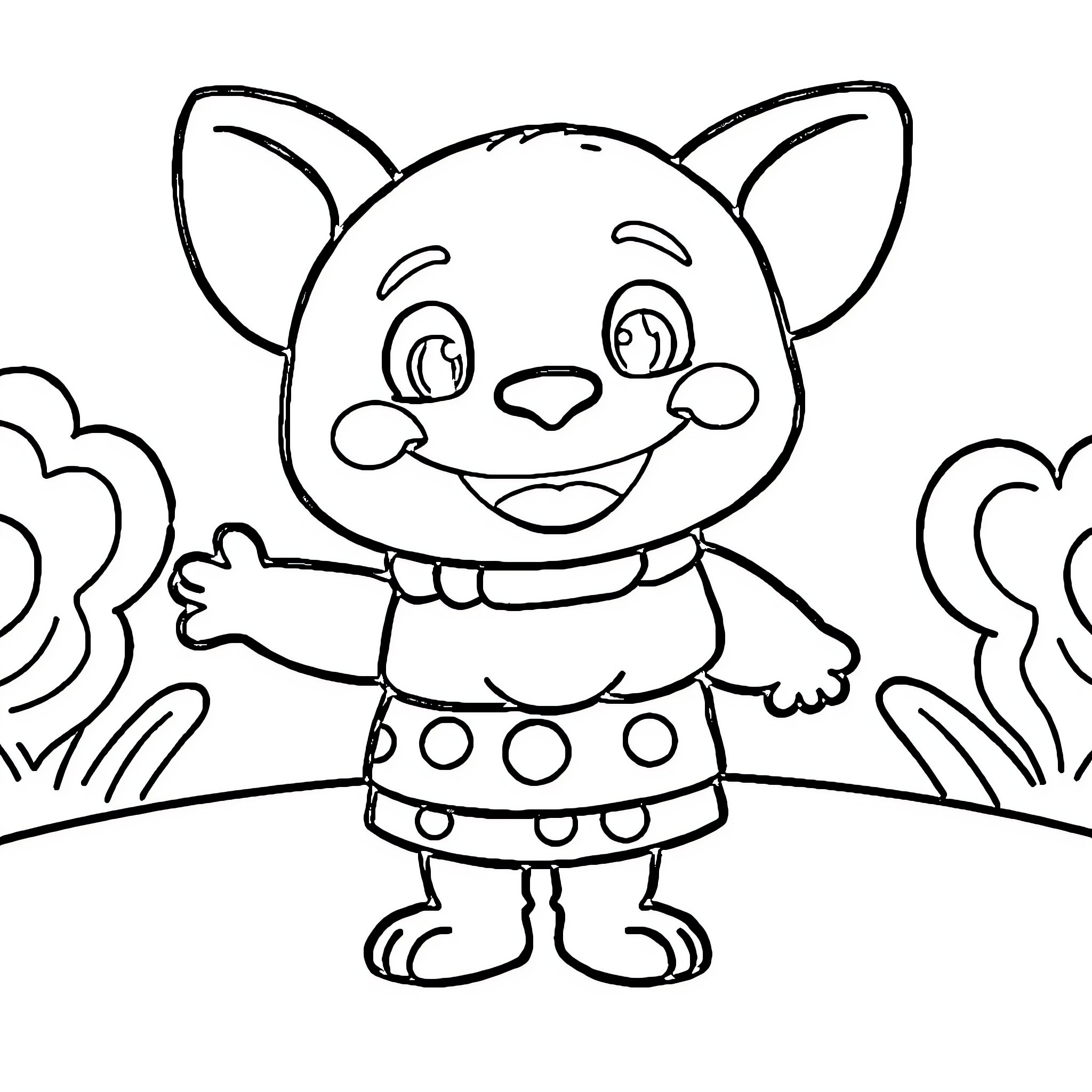 Labubu's Cheerful Outdoor Adventure Coloring Page (free black-and-white line drawing printable PDF for all, from beginners to advanced learners, including children, teens, adults, and seniors)