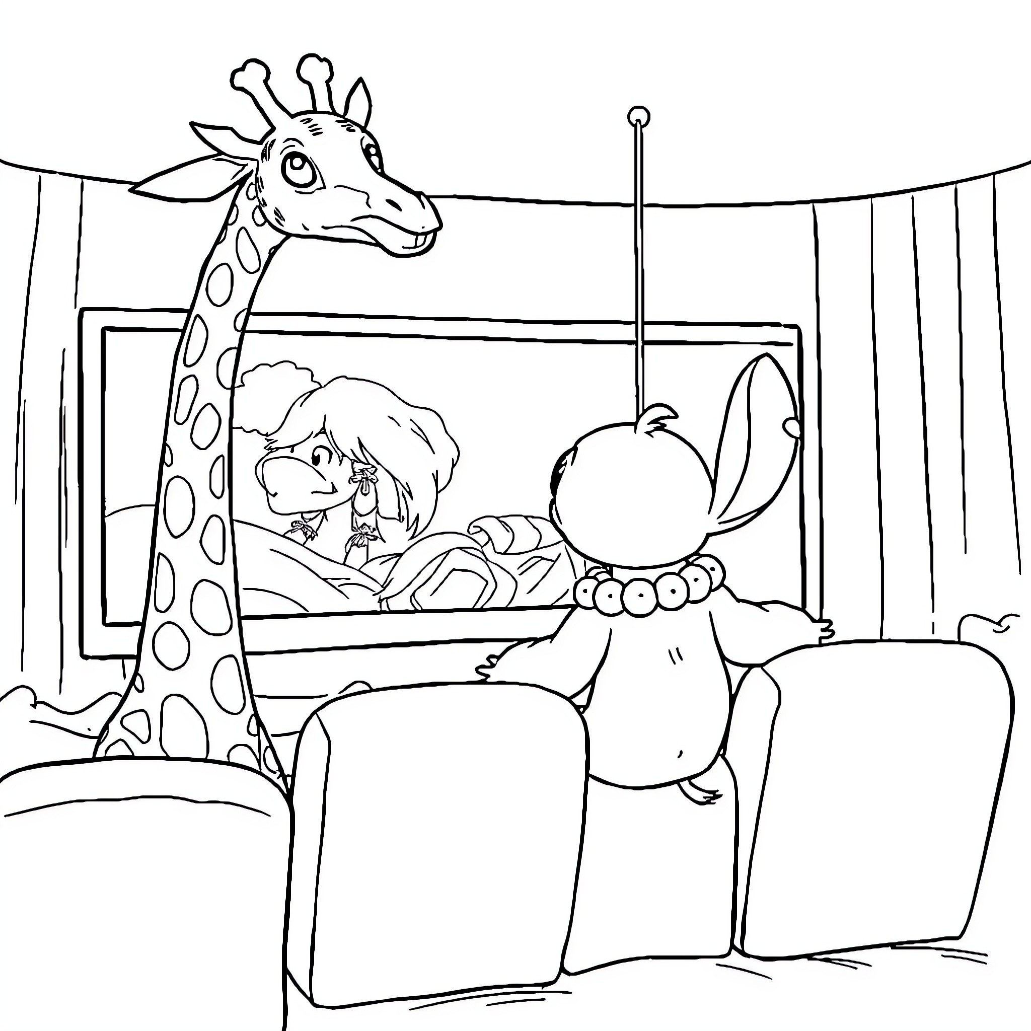 Gorilla enjoying the circus performance Coloring Page (free black-and-white line drawing printable PDF for all, from beginners to advanced learners, including children, teens, adults, and seniors)
