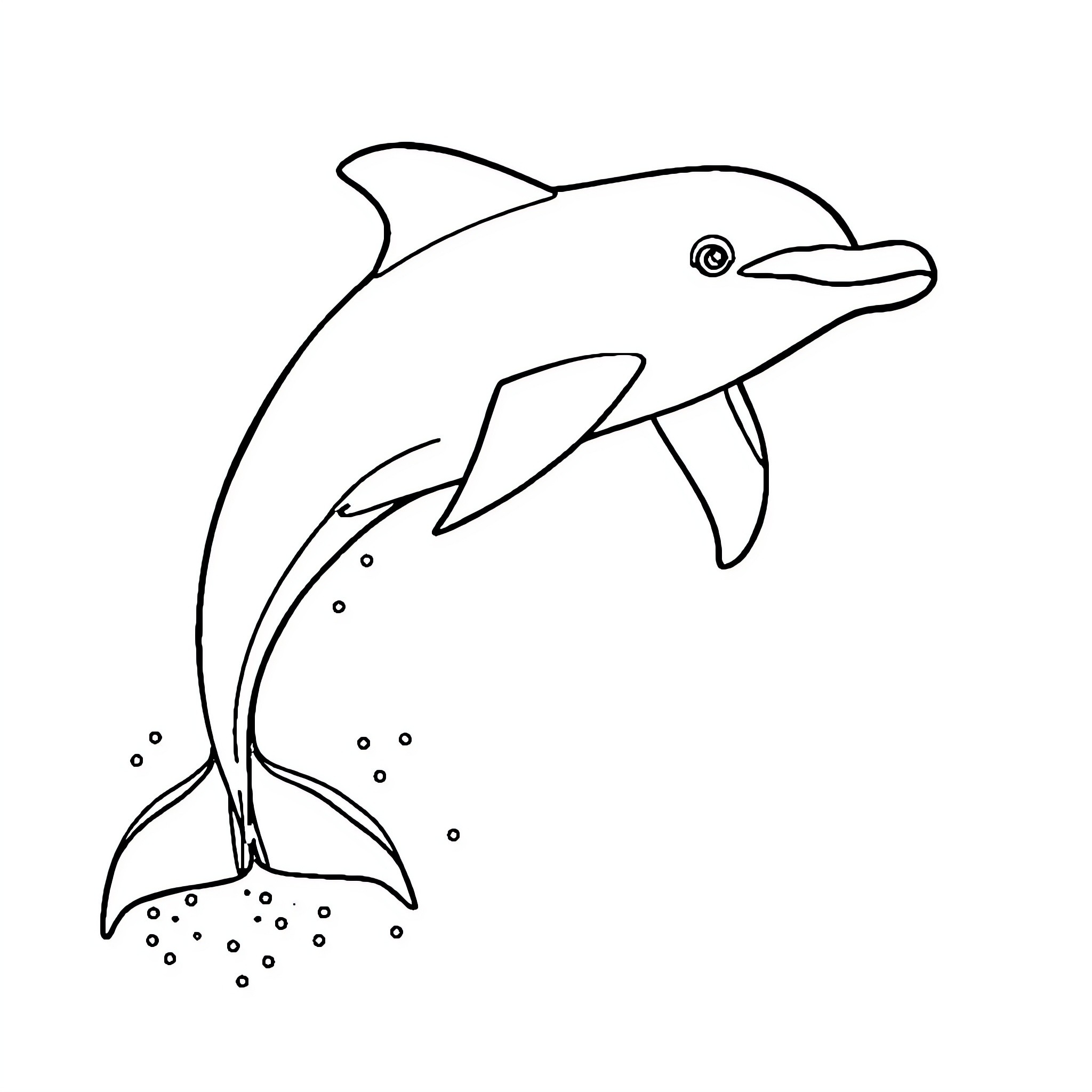 Dolphin jumping out of the water Coloring Page (free black-and-white line drawing printable PDF for all, from beginners to advanced learners, including children, teens, adults, and seniors)