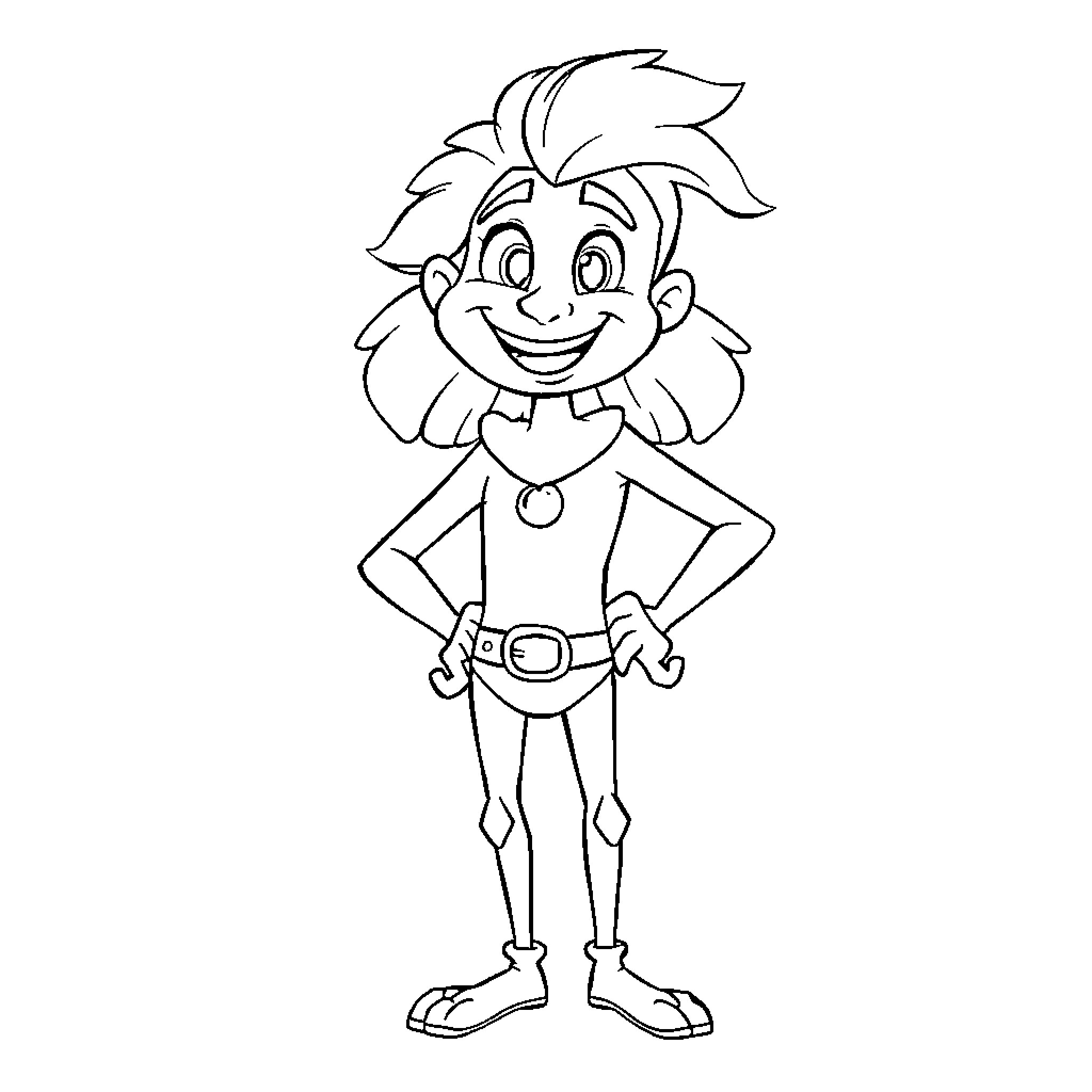 Steacc cheerful child illustration Coloring Page (free black-and-white line drawing printable PDF for all, from beginners to advanced learners, including children, teens, adults, and seniors)
