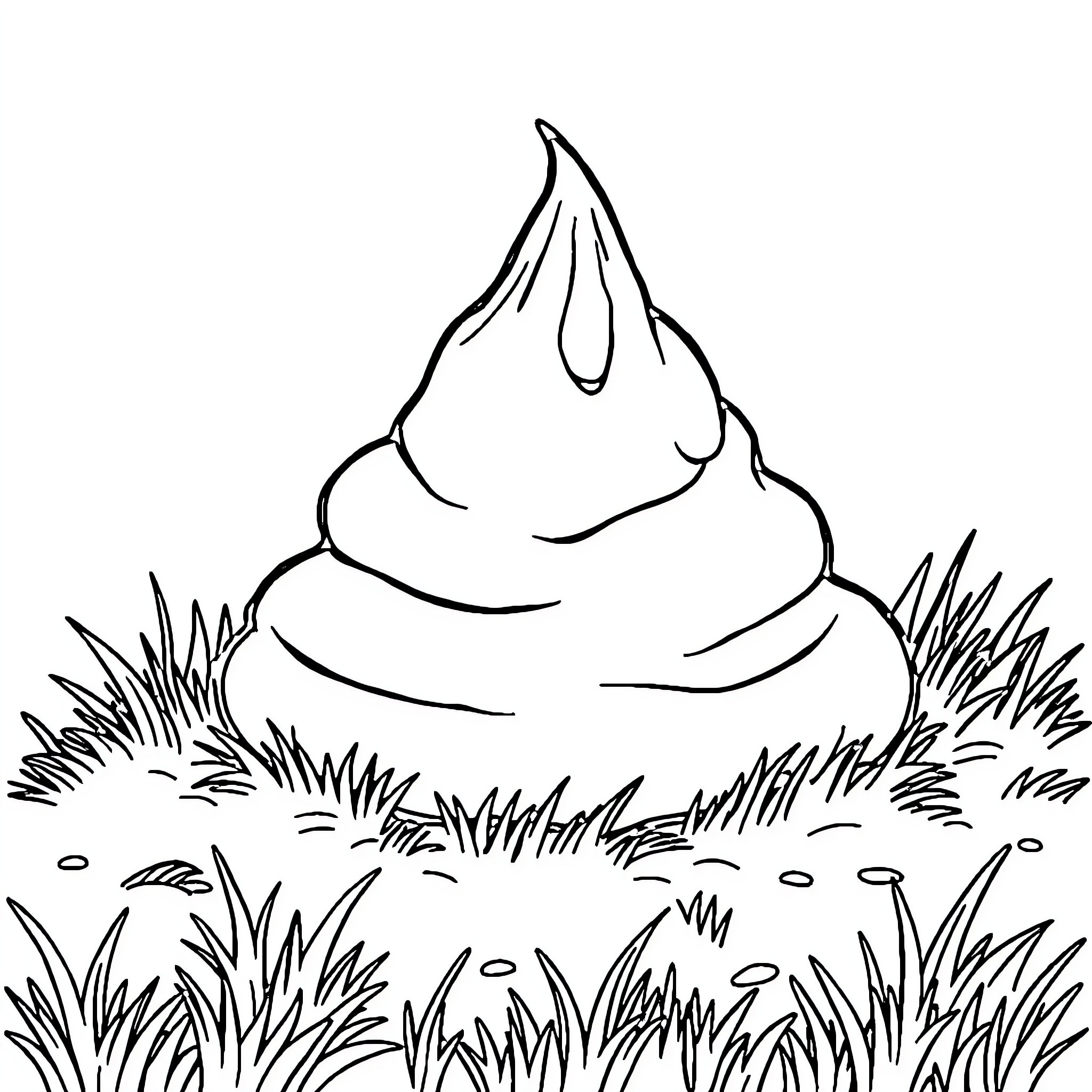 Poop in the grassy field Coloring Page (free black-and-white line drawing printable PDF for all, from beginners to advanced learners, including children, teens, adults, and seniors)