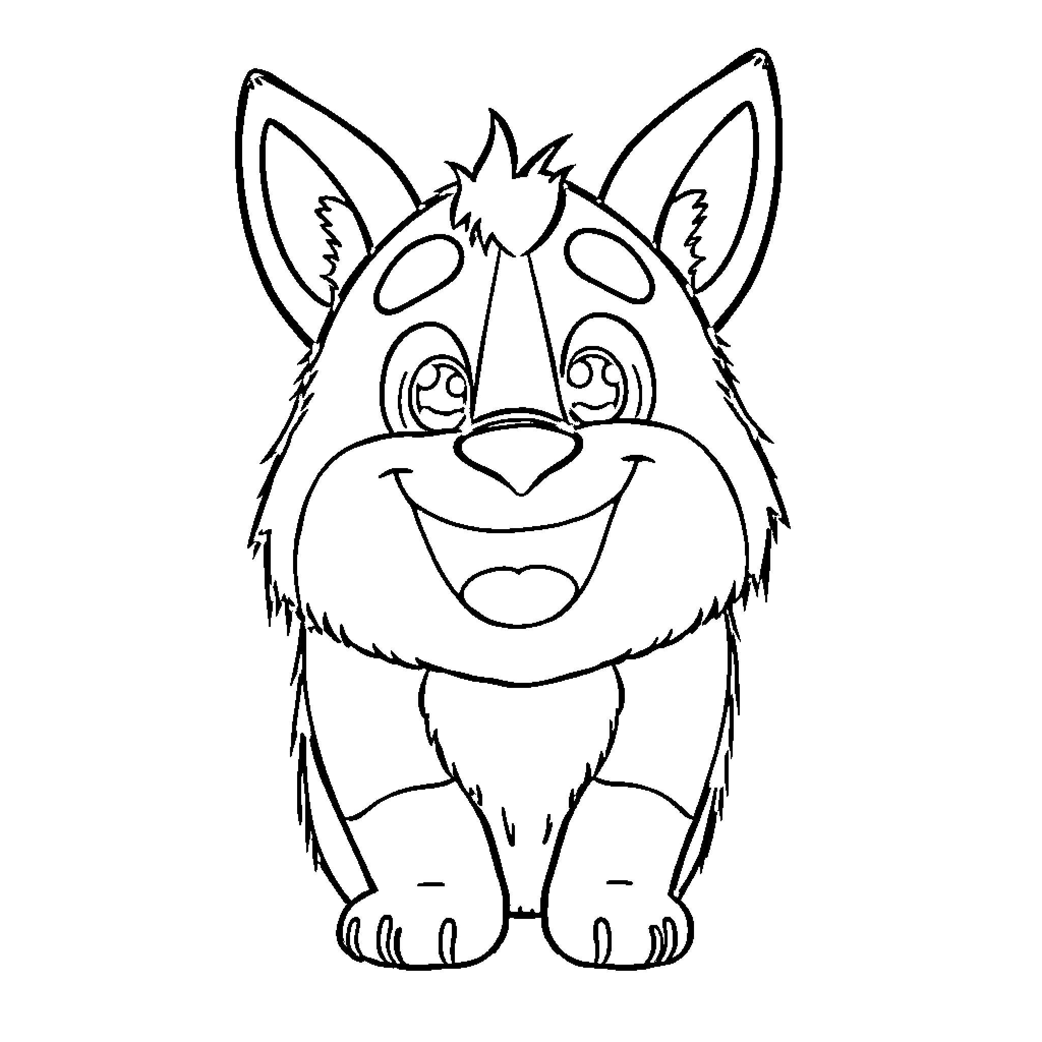 Kwide Cute Cartoon Animal Illustration Coloring Page (free black-and-white line drawing printable PDF for all, from beginners to advanced learners, including children, teens, adults, and seniors)