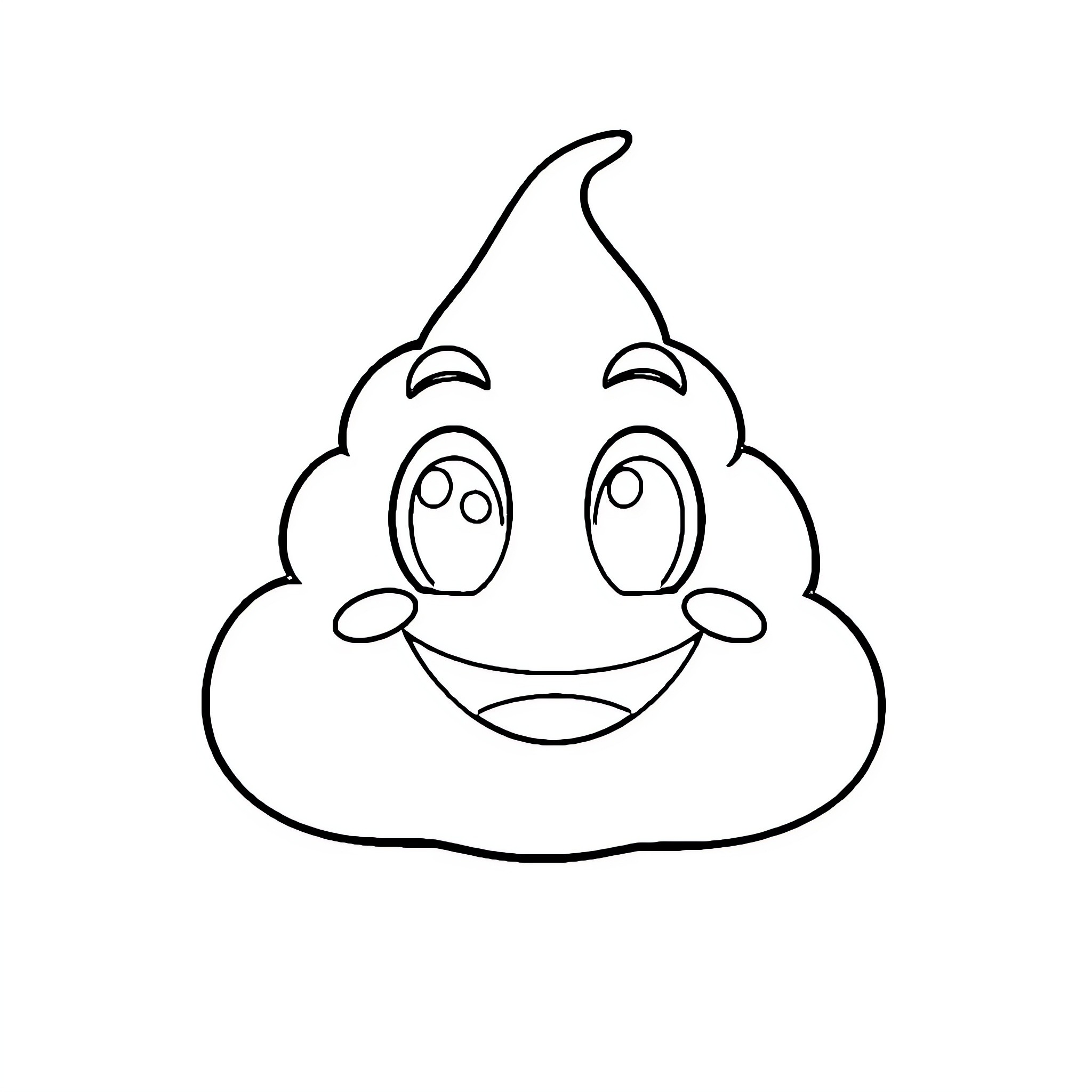Poop Emoji with a happy expression Coloring Page (free black-and-white line drawing printable PDF for all, from beginners to advanced learners, including children, teens, adults, and seniors)