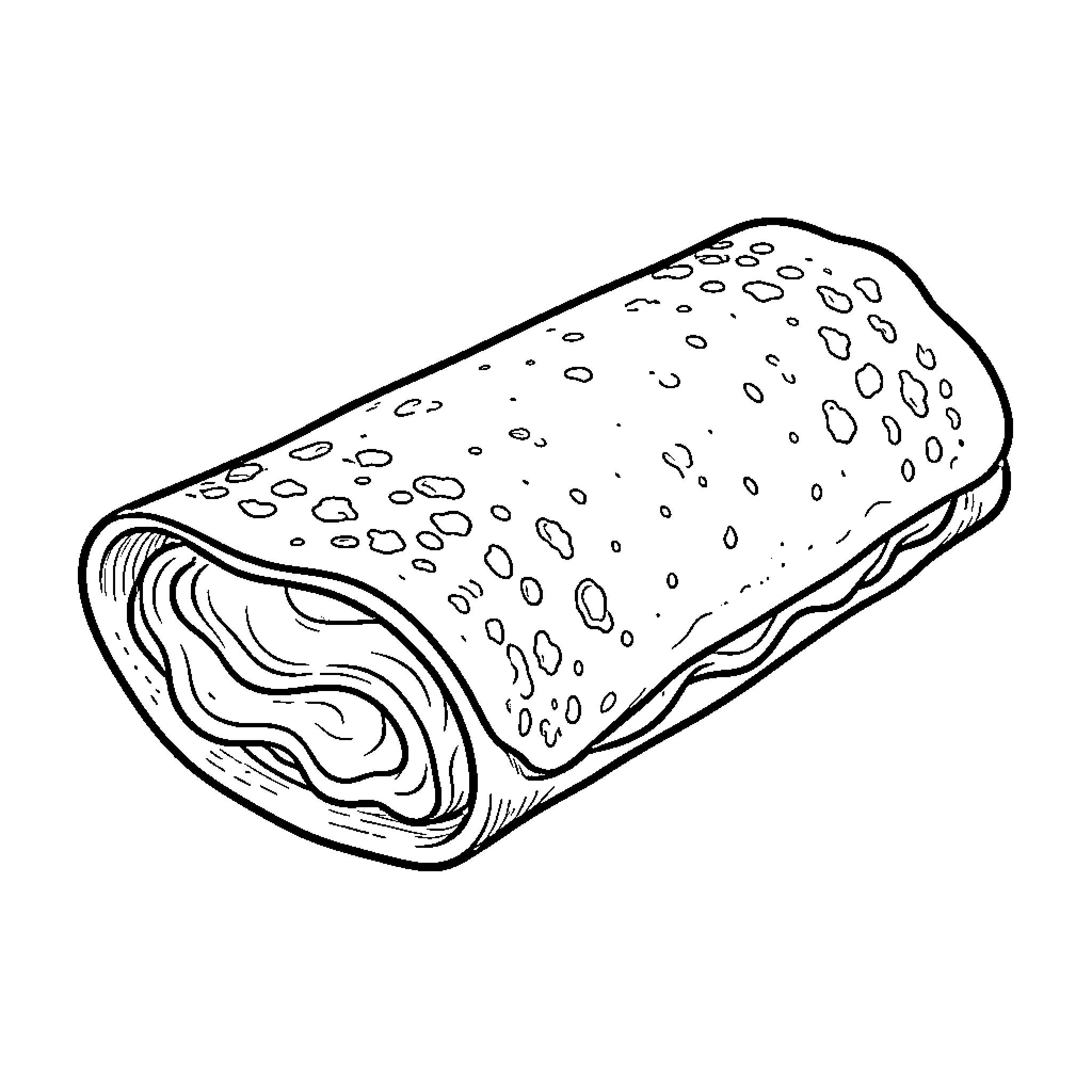 Crepe filled with delicious creamy layers Coloring Page (free black-and-white line drawing printable PDF for all, from beginners to advanced learners, including children, teens, adults, and seniors)