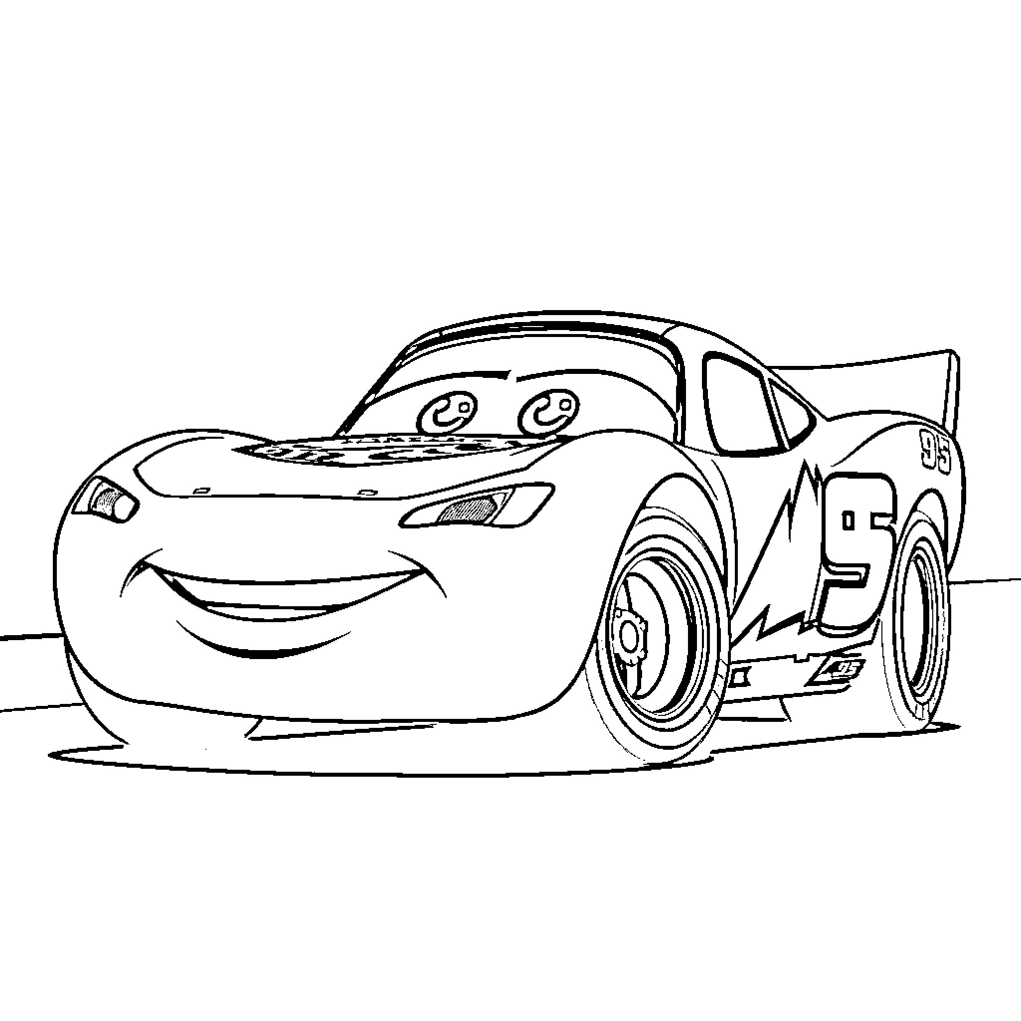 Lightning McQueen speeding with racing spirit Coloring Page (free black-and-white line drawing printable PDF for all, from beginners to advanced learners, including children, teens, adults, and seniors)