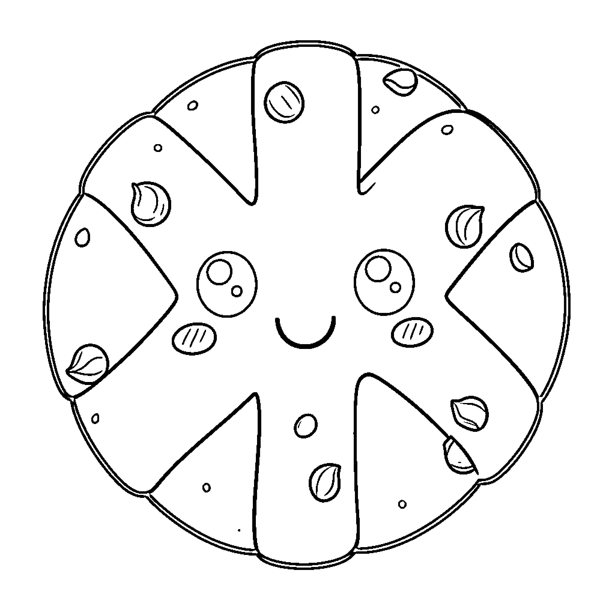 Hot Cross Bun with Playful Shapes Coloring Page (free black-and-white line drawing printable PDF for all, from beginners to advanced learners, including children, teens, adults, and seniors)