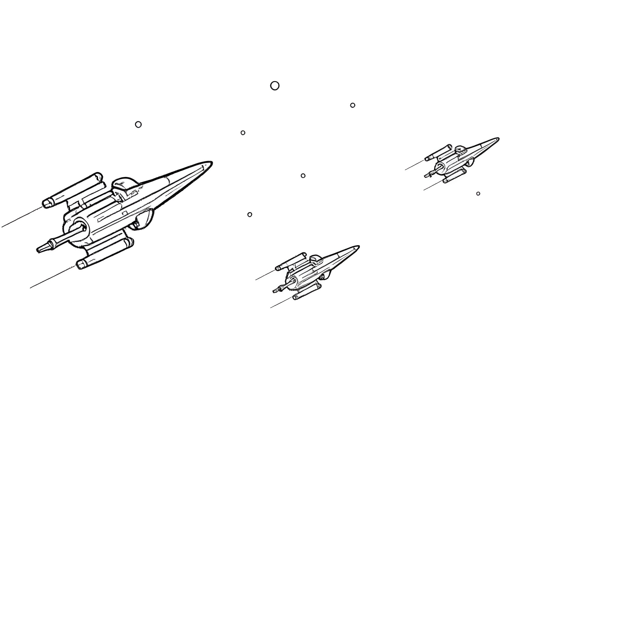 Star Wars spaceships in flight through the stars Coloring Page (free black-and-white line drawing printable PDF for all, from beginners to advanced learners, including children, teens, adults, and seniors)