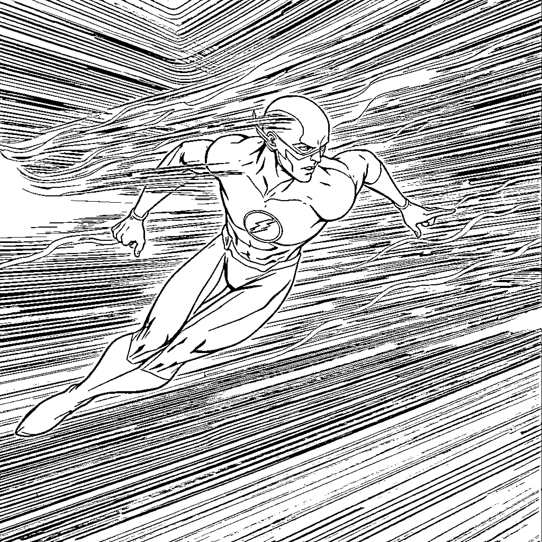 Flash racing through dynamic energy field Coloring Page (free black-and-white line drawing printable PDF for all, from beginners to advanced learners, including children, teens, adults, and seniors)