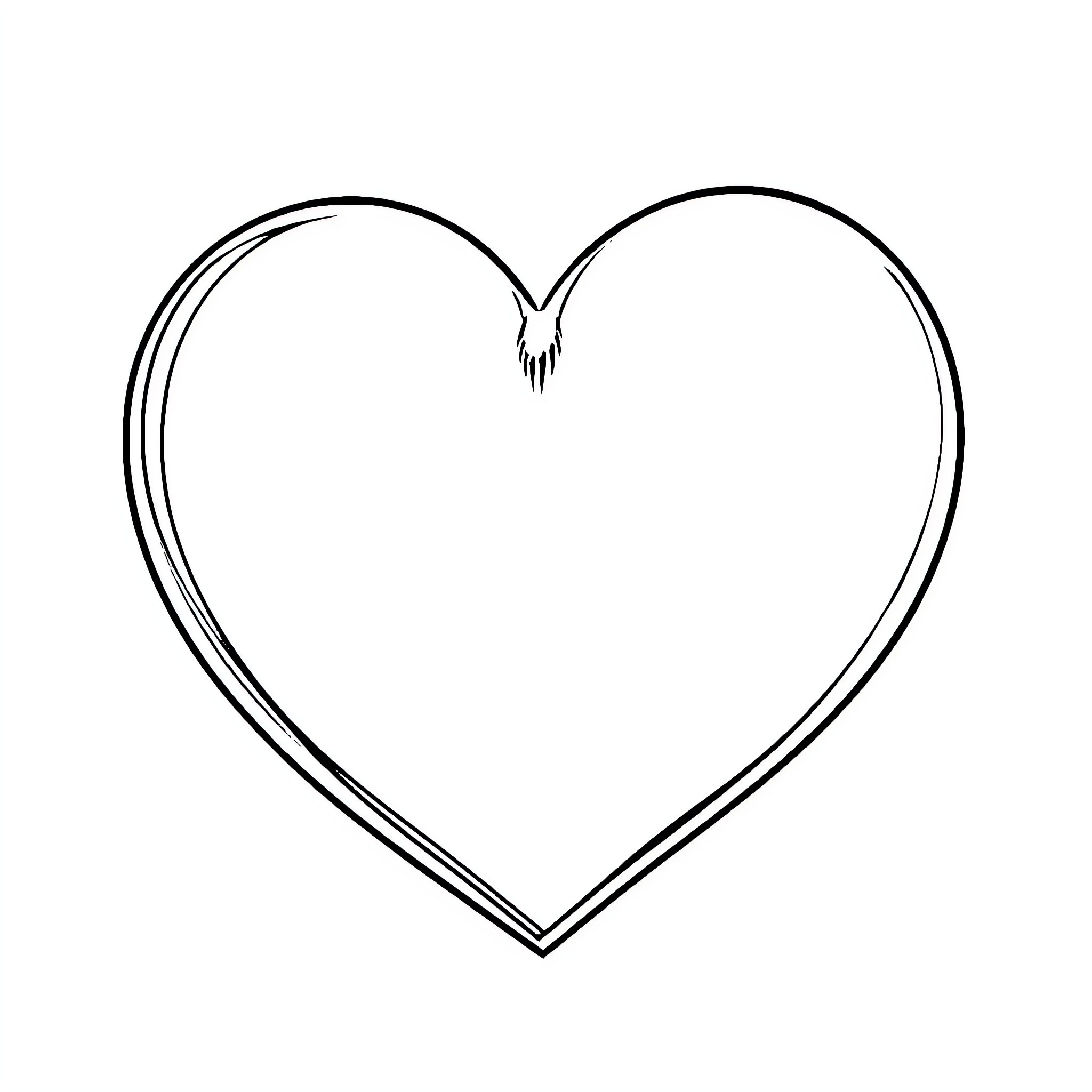 Heart-shaped Outline Coloring Page (free black-and-white line drawing printable PDF for all, from beginners to advanced learners, including children, teens, adults, and seniors)