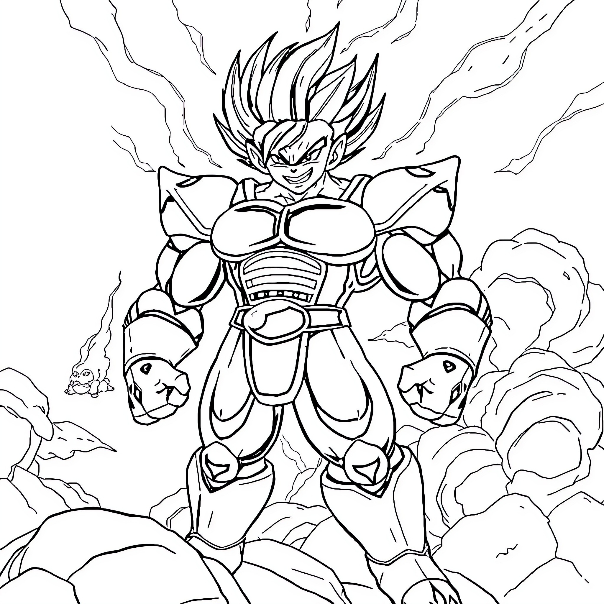 Cell unleashing powerful energy in battle Coloring Page (free black-and-white line drawing printable PDF for all, from beginners to advanced learners, including children, teens, adults, and seniors)