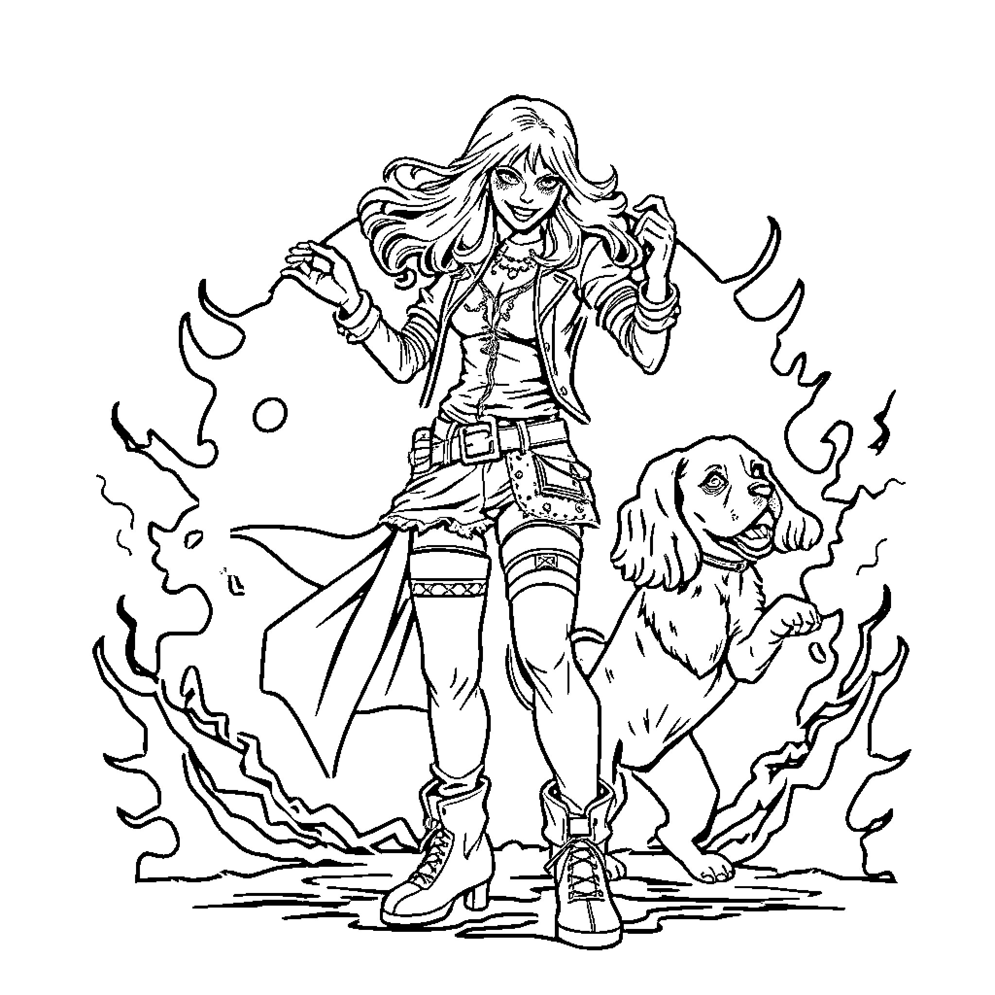 Veterinarian taming a wild animal Coloring Page (free black-and-white line drawing printable PDF for all, from beginners to advanced learners, including children, teens, adults, and seniors)