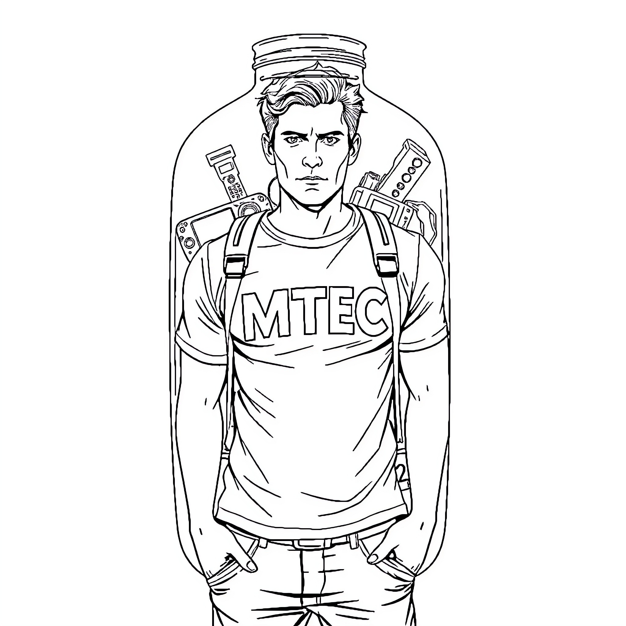 Henry Cavill as a Rugged Construction Worker Coloring Page (free black-and-white line drawing printable PDF for all, from beginners to advanced learners, including children, teens, adults, and seniors)
