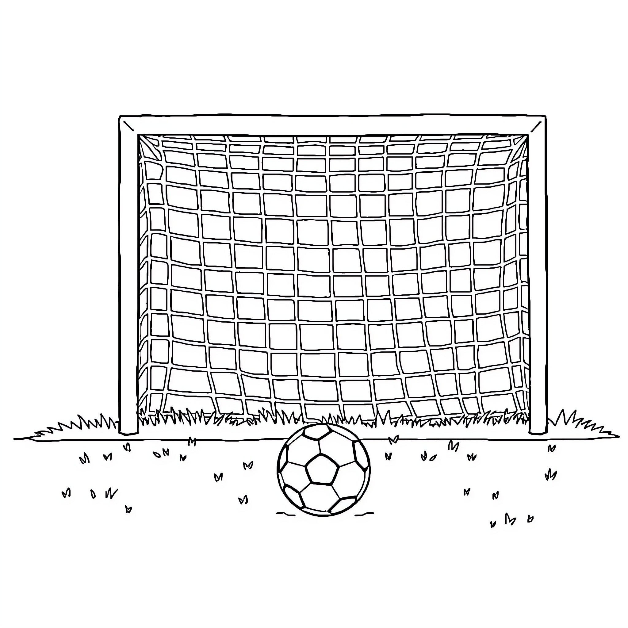 Soccer Goal Scoring Opportunity with Ball Coloring Page (free black-and-white line drawing printable PDF for all, from beginners to advanced learners, including children, teens, adults, and seniors)