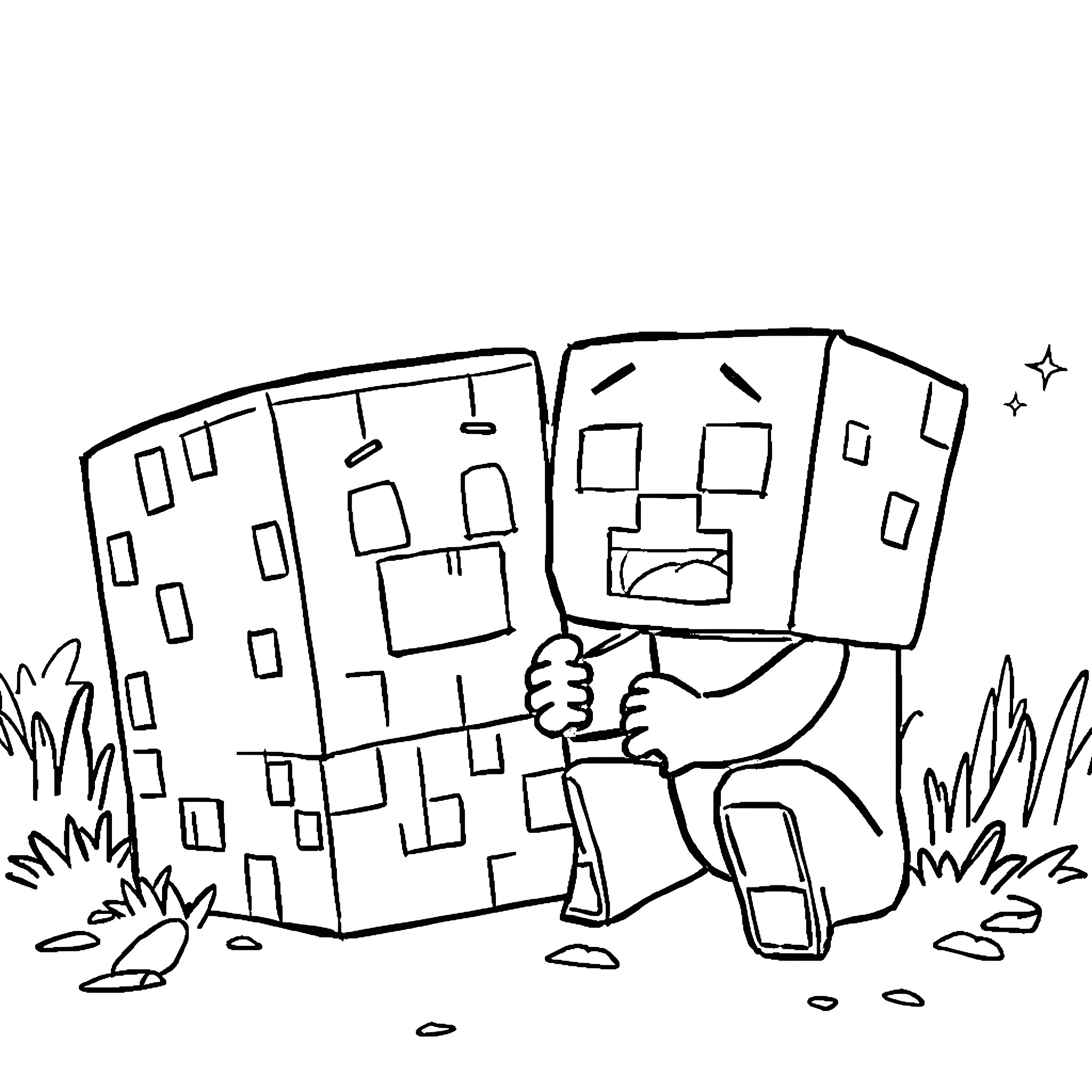 Hello Kittle exploring the city streets Coloring Page (free black-and-white line drawing printable PDF for all, from beginners to advanced learners, including children, teens, adults, and seniors)