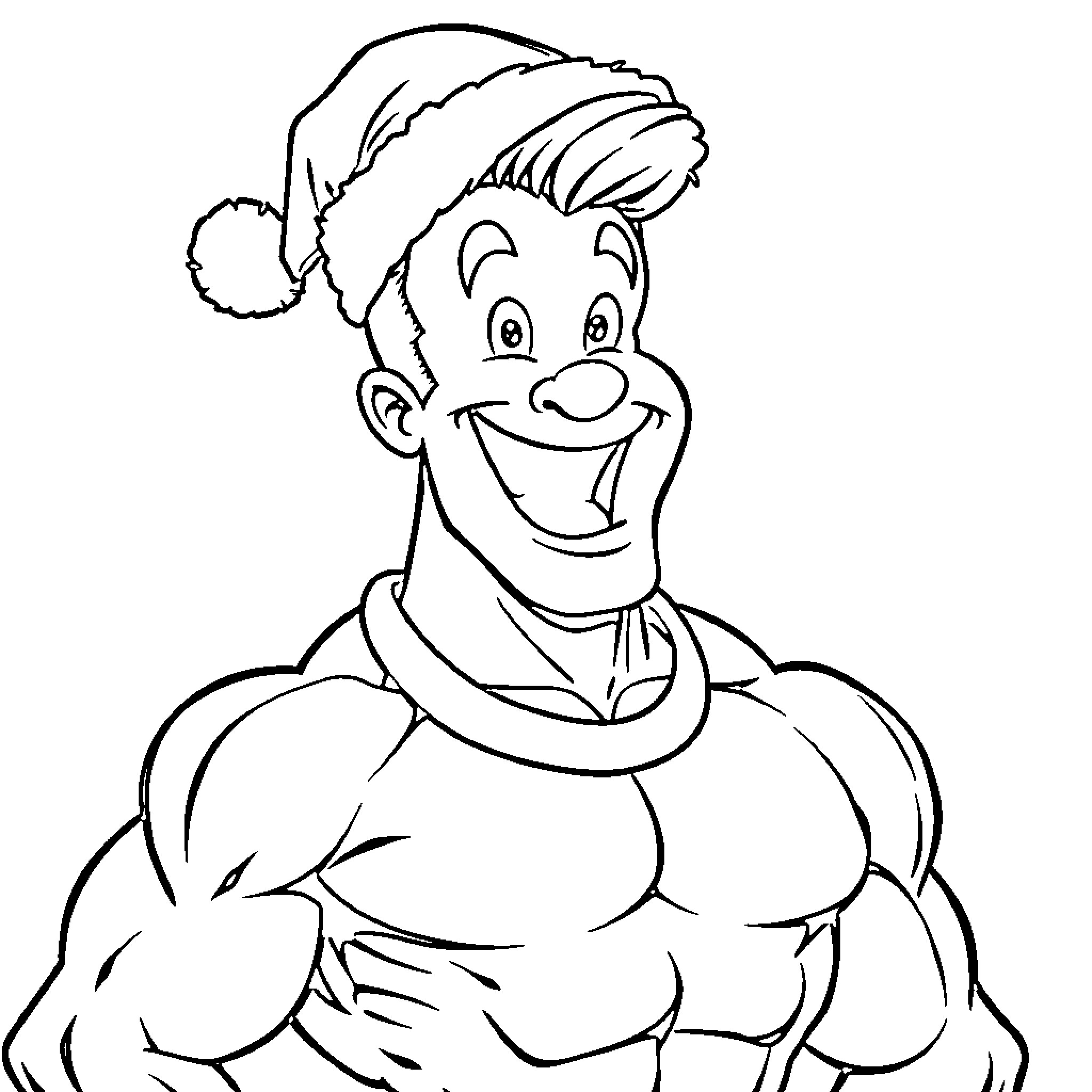 Johnny Bravo in a festive mood Coloring Page (free black-and-white line drawing printable PDF for all, from beginners to advanced learners, including children, teens, adults, and seniors)