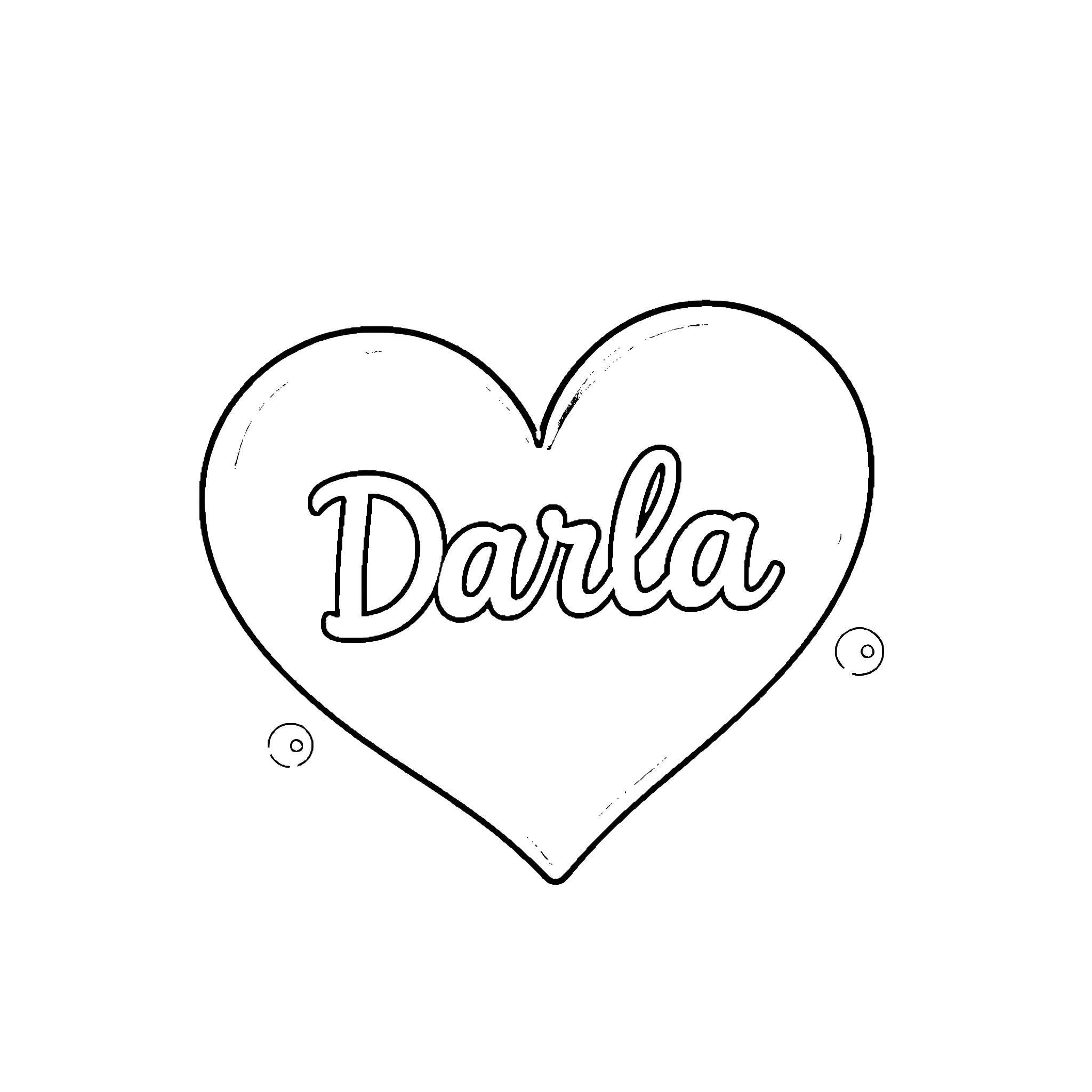 Heart with the name Darla Coloring Page (free black-and-white line drawing printable PDF for all, from beginners to advanced learners, including children, teens, adults, and seniors)