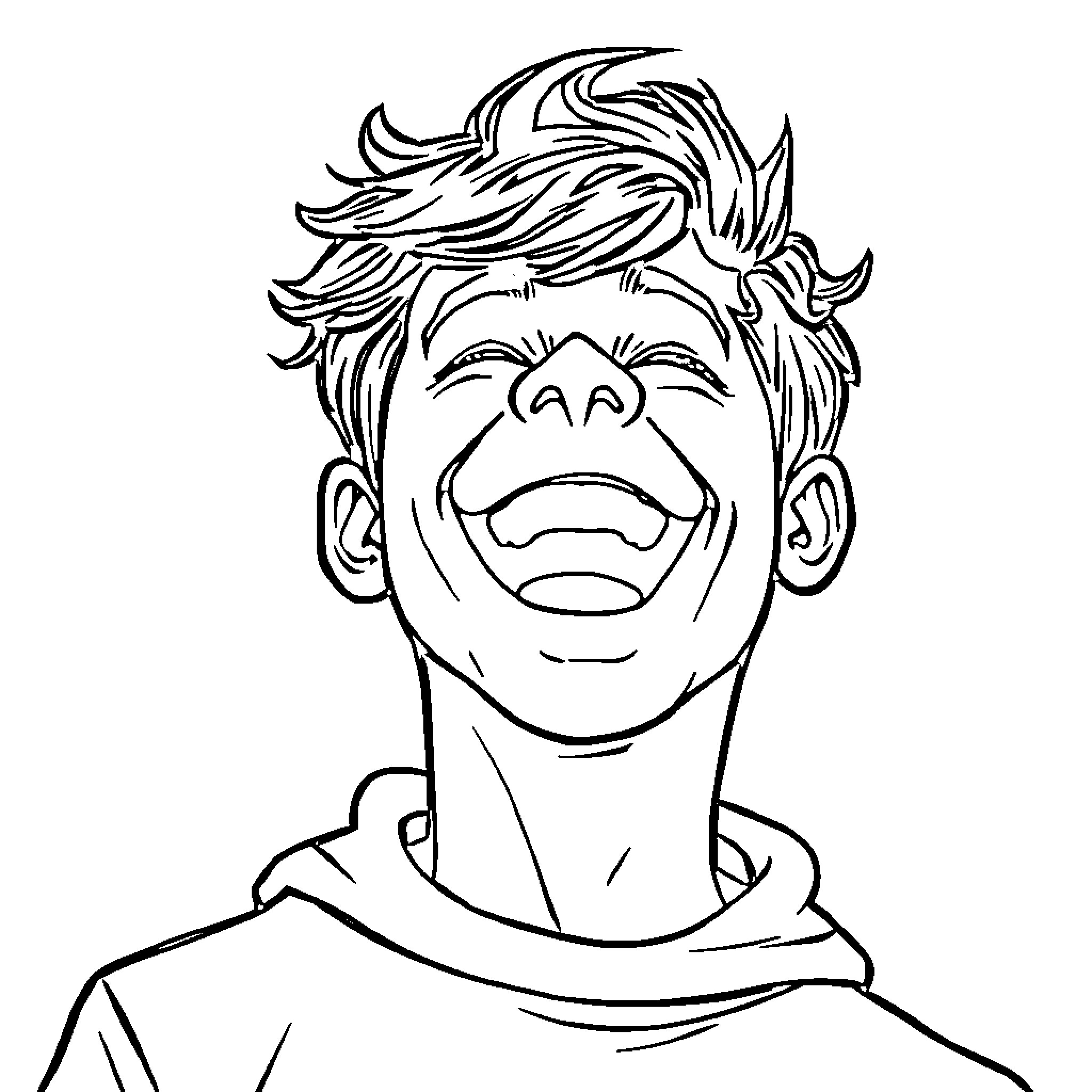 Blake's joyful and energetic expression Coloring Page (free black-and-white line drawing printable PDF for all, from beginners to advanced learners, including children, teens, adults, and seniors)