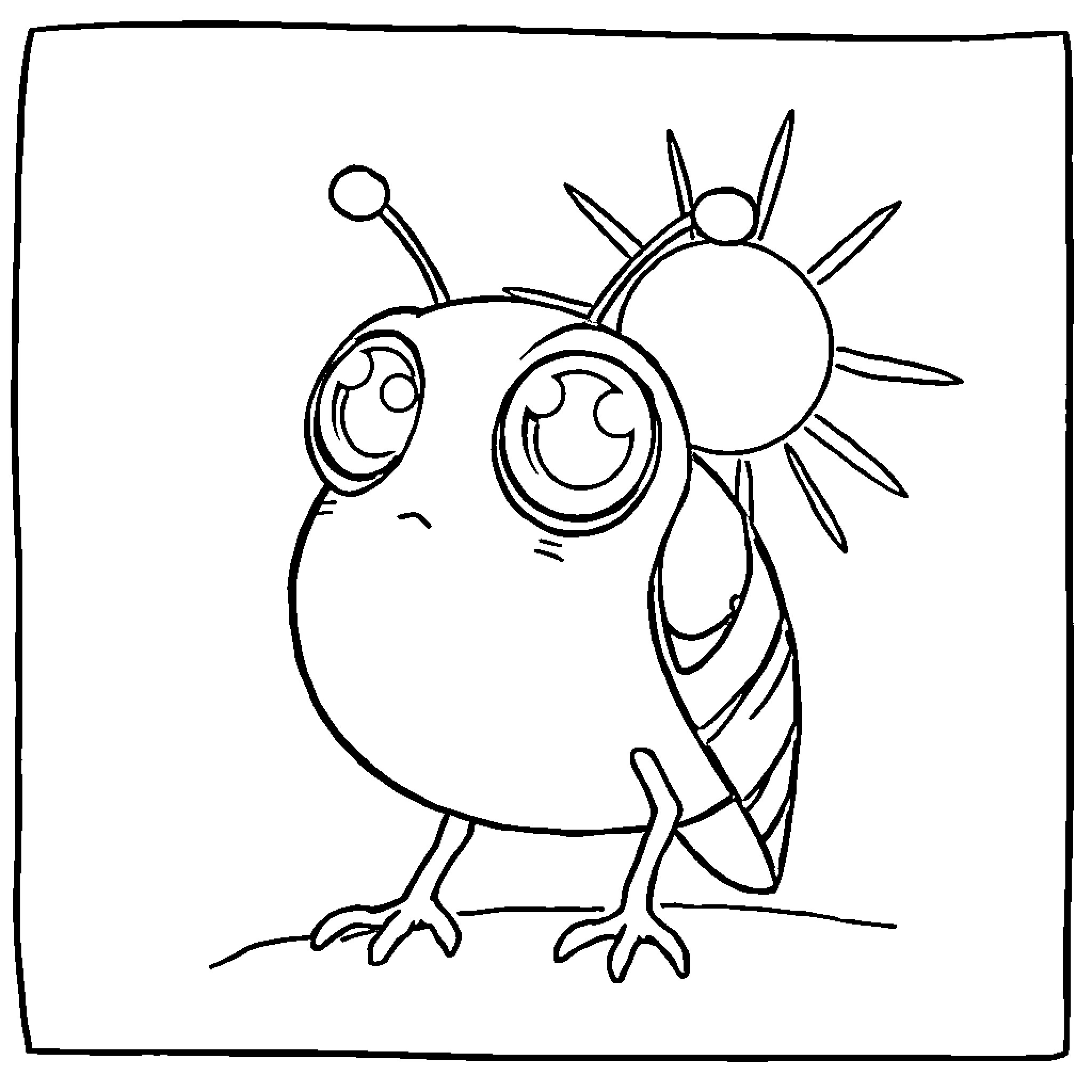 Crab-like creature in a simple illustration Coloring Page (free black-and-white line drawing printable PDF for all, from beginners to advanced learners, including children, teens, adults, and seniors)
