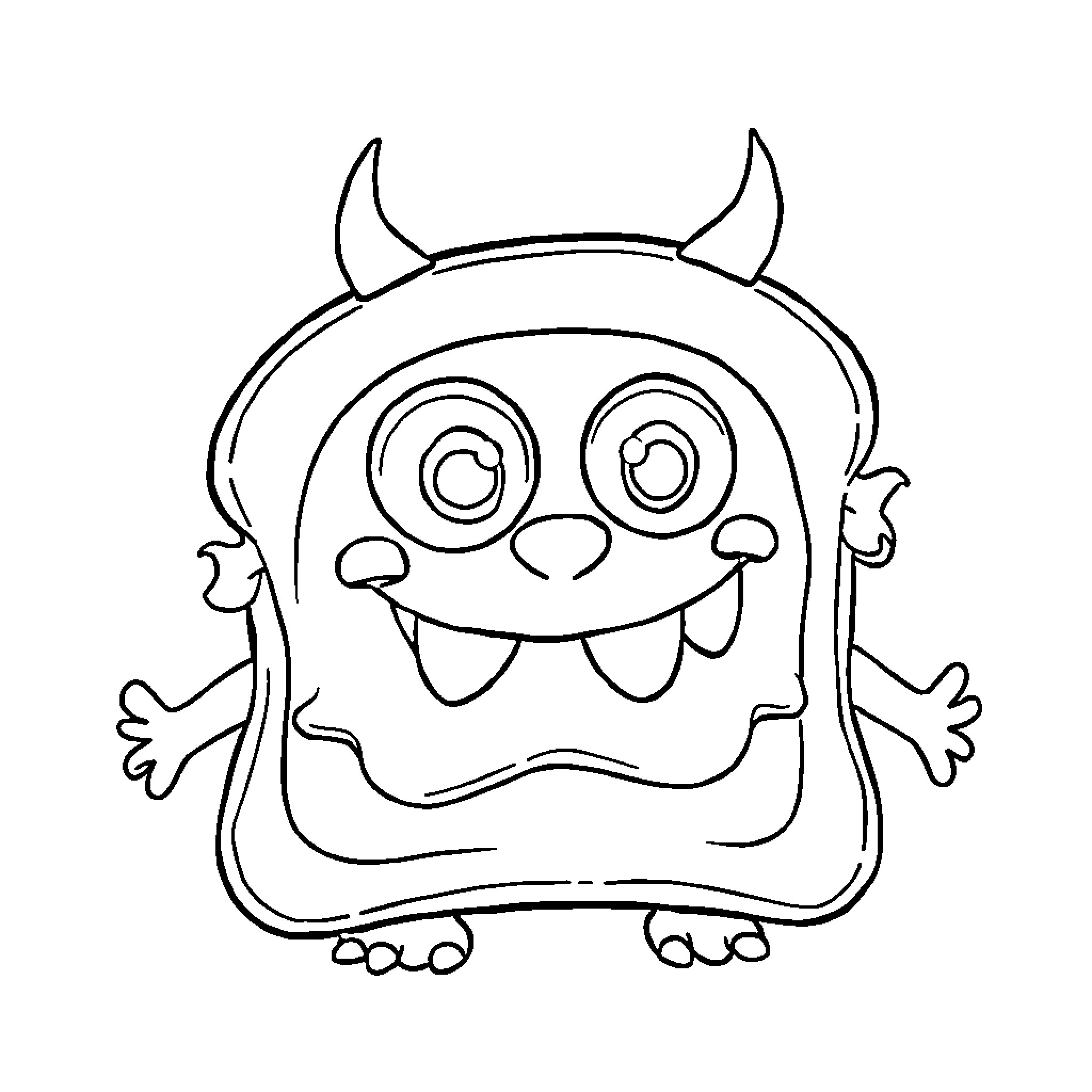 Sandwich of a Cheerful Monster Coloring Page (free black-and-white line drawing printable PDF for all, from beginners to advanced learners, including children, teens, adults, and seniors)