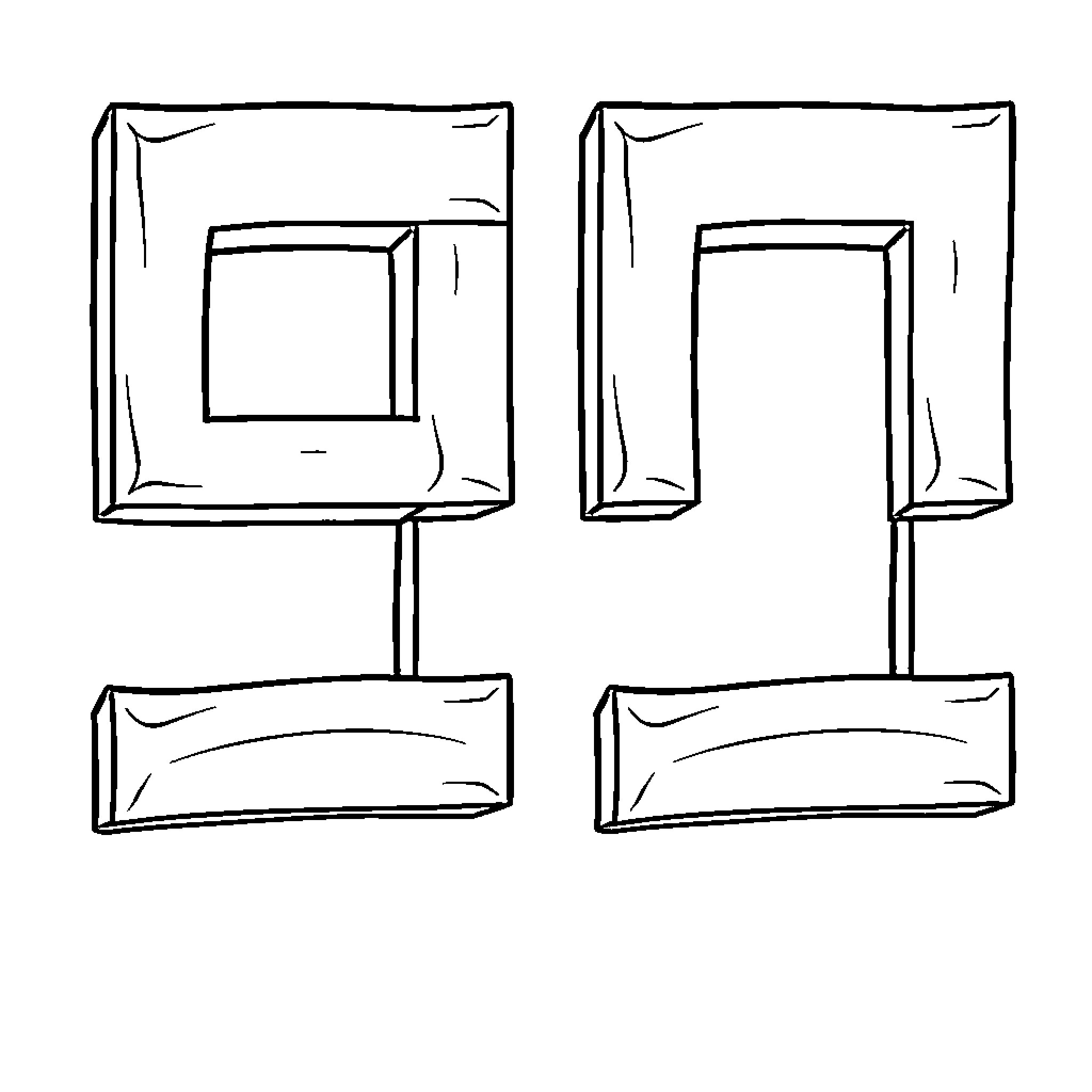 Number Four Geometric Shapes on Stand Coloring Page (free black-and-white line drawing printable PDF for all, from beginners to advanced learners, including children, teens, adults, and seniors)