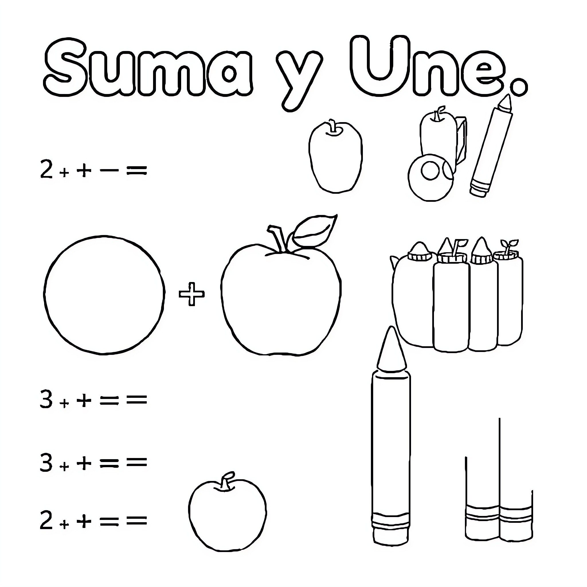 Math-themed educational images with objects and equations Coloring Page (free black-and-white line drawing printable PDF for all, from beginners to advanced learners, including children, teens, adults, and seniors)