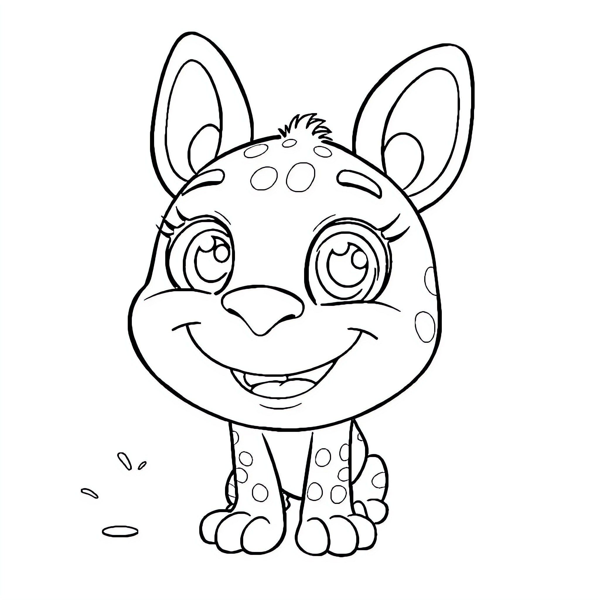 Labubu the Cute Spotted Bunny Coloring Page (free black-and-white line drawing printable PDF for all, from beginners to advanced learners, including children, teens, adults, and seniors)
