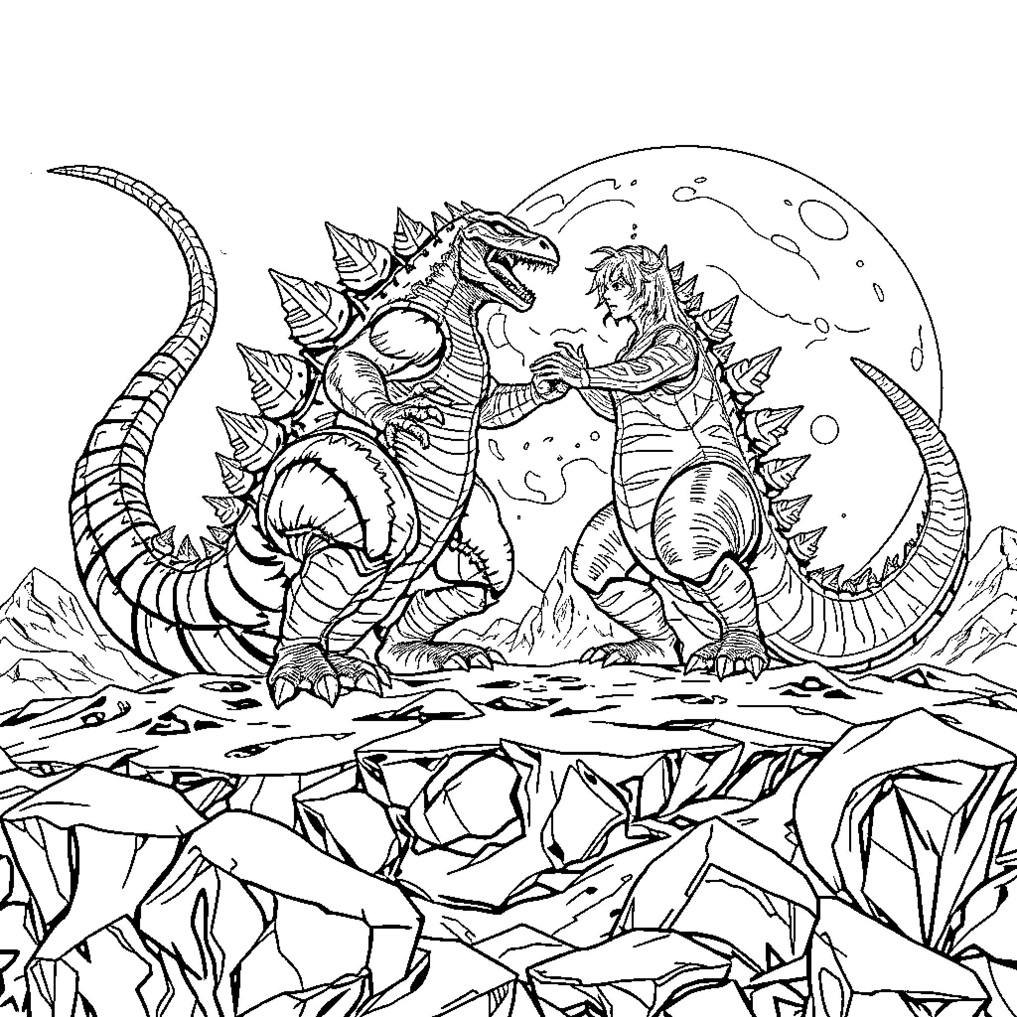 Chimuelo's Fantastical Encounter Coloring Page (free black-and-white line drawing printable PDF for all, from beginners to advanced learners, including children, teens, adults, and seniors)