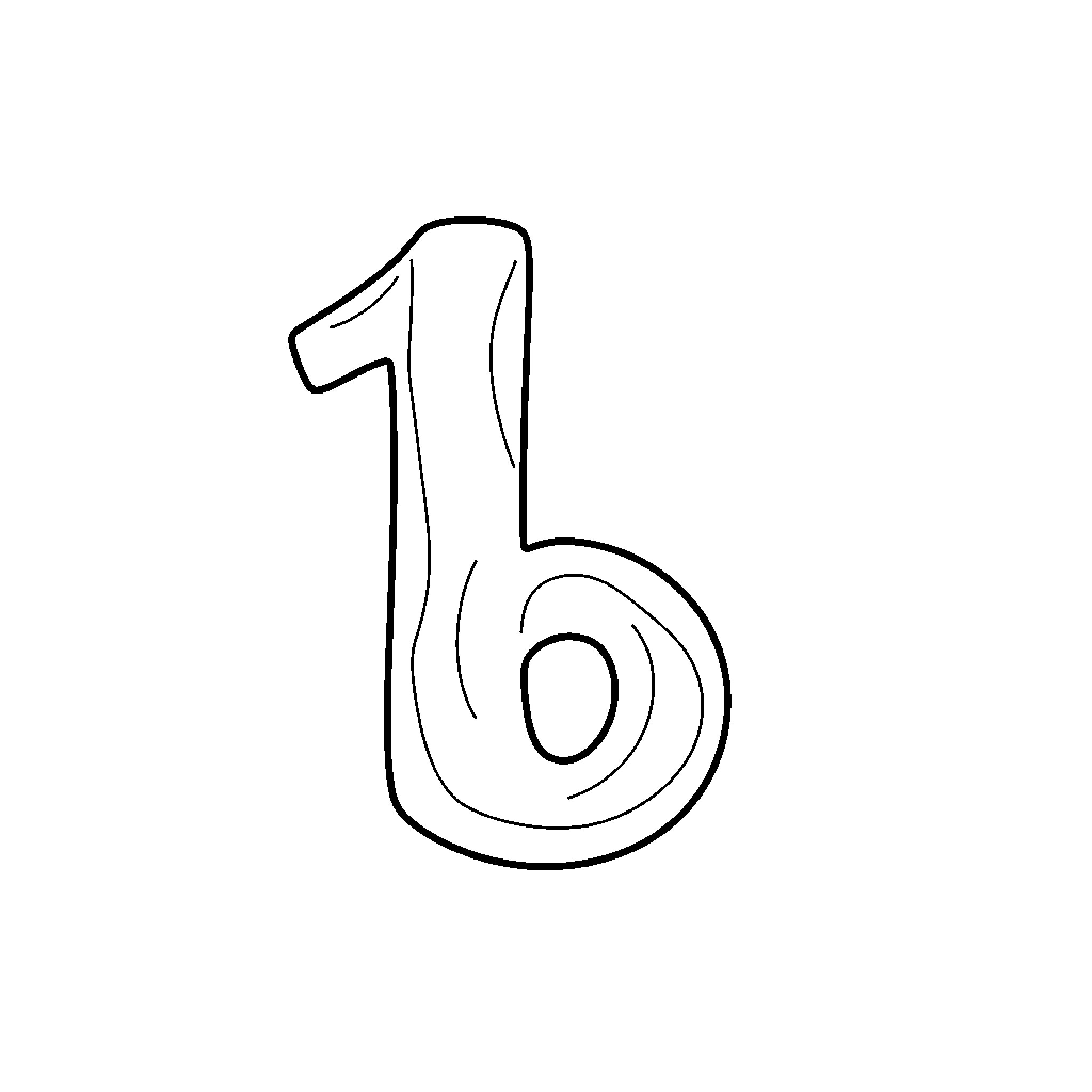 Number 16 in Simple Outlined Style Coloring Page (free black-and-white line drawing printable PDF for all, from beginners to advanced learners, including children, teens, adults, and seniors)